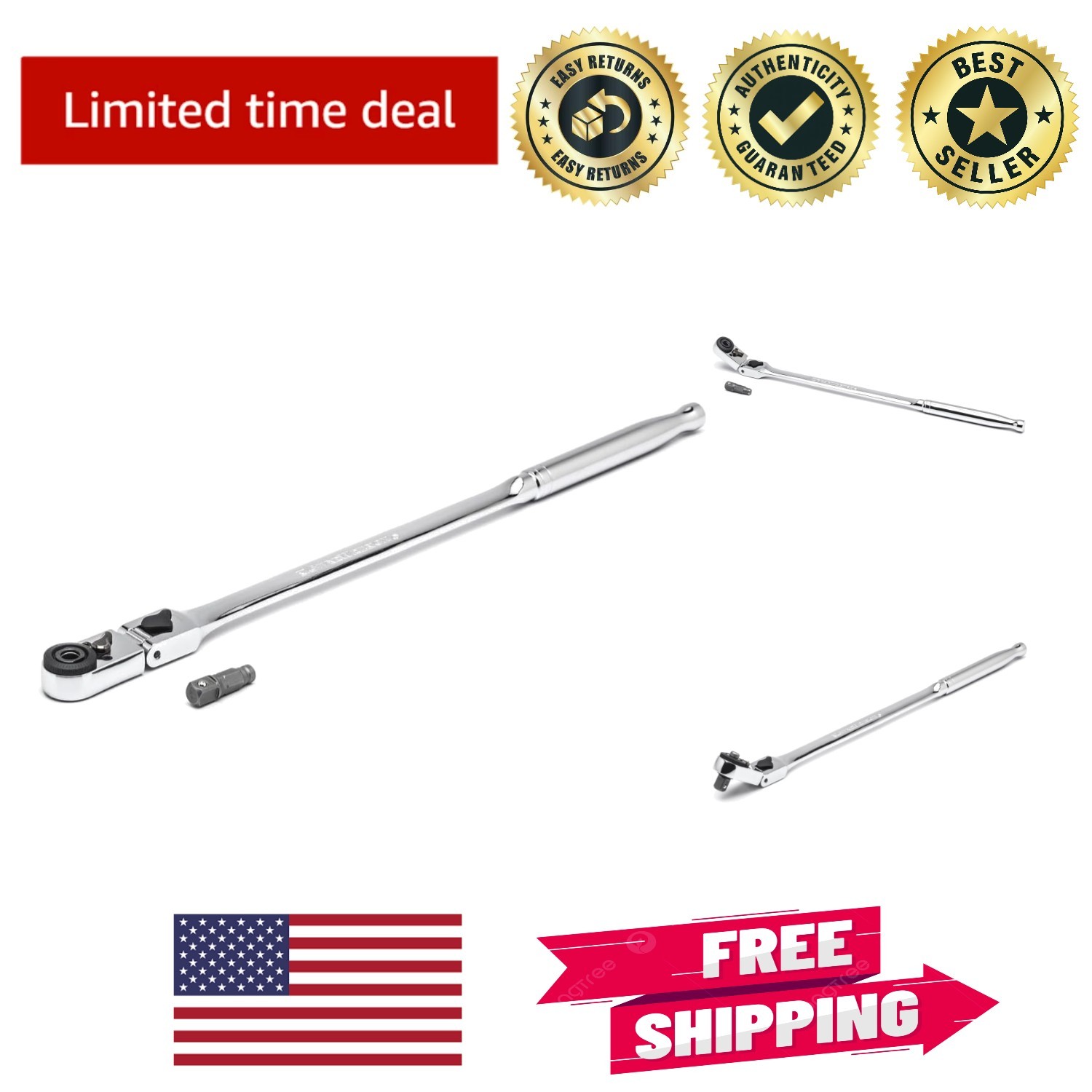 Efficient 12″ 1/4″ Drive 72 Tooth Quick Release Locking Flex Ratchet Tool