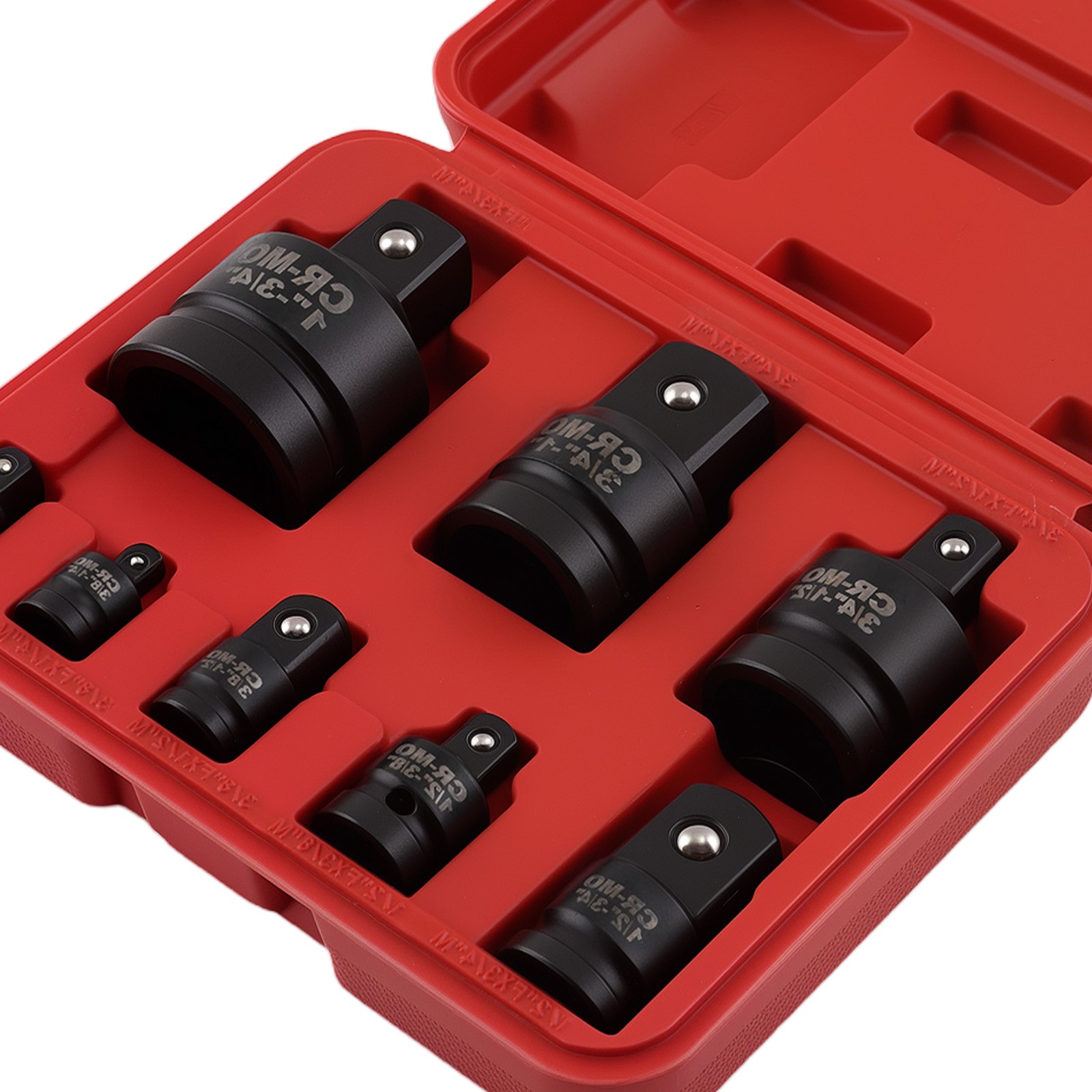 8pcs Impact Adapter Reducer Set 1/4 3/8 1/2 3/4 1in Socket CR-MO Steel Case