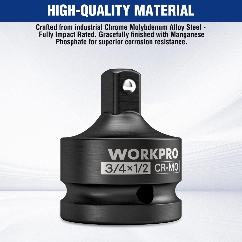 WORKPRO 3/4″ F to 1/2″ M Impact Socket Adapter Cr-Mo Steel Socket Adapter Set US