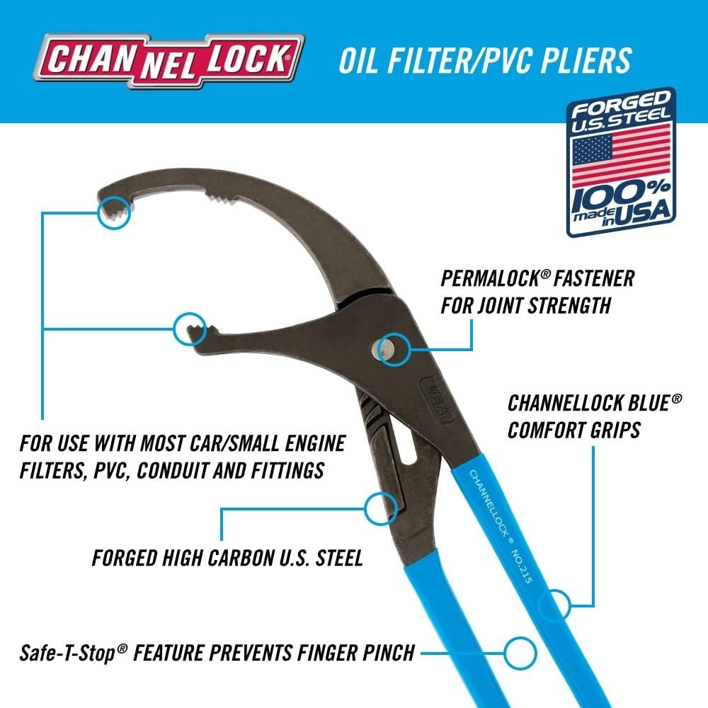 15-Inch Oil Filter Pliers – Adjustable Design for Easy Automotive Maintenance