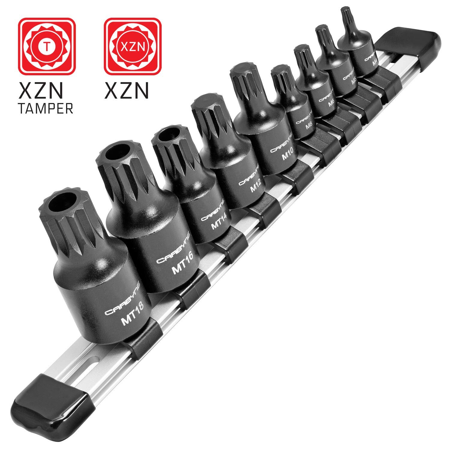 CARBYNE 9 Piece XZN Triple Square Bit Impact Socket Set, 4mm to 18mm