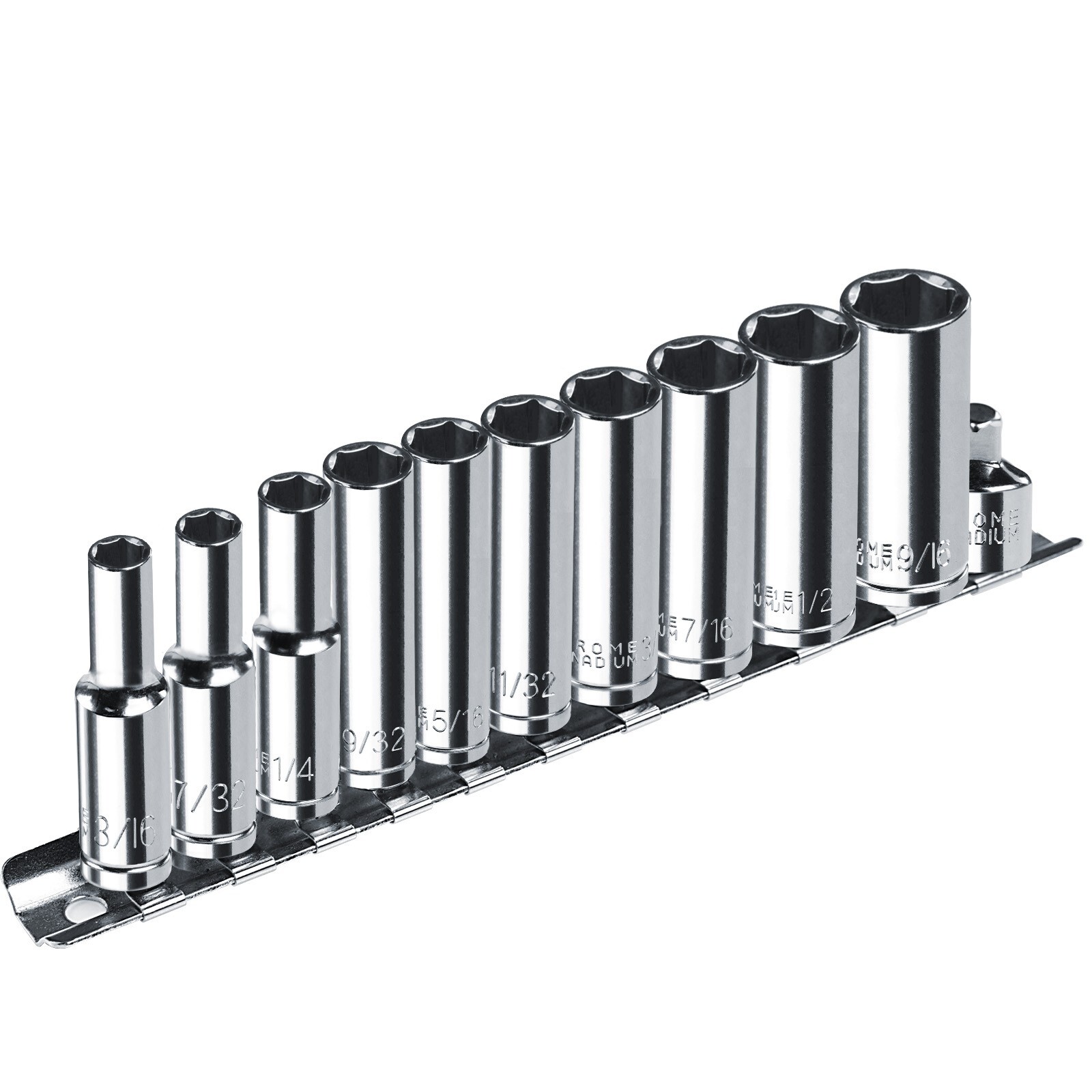 11Pcs 1/4inch Drive SAE Socket Set,3/16”-9/16” Most Commonly Sizes Cr-V Steel