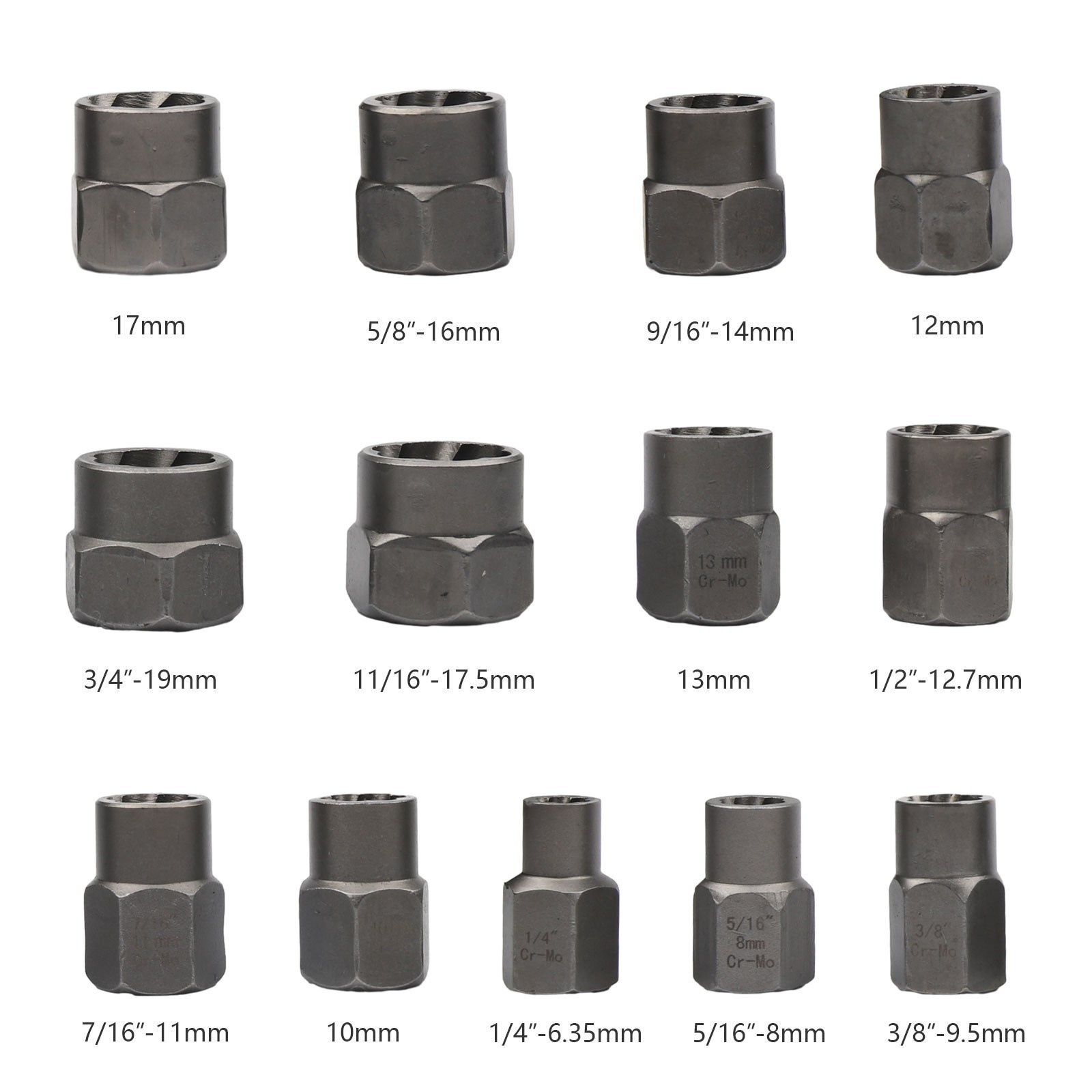 15 Pc Nut & Bolt Extractor Kit, of Bolt Removal Tool Set, Extractor Socket Tool