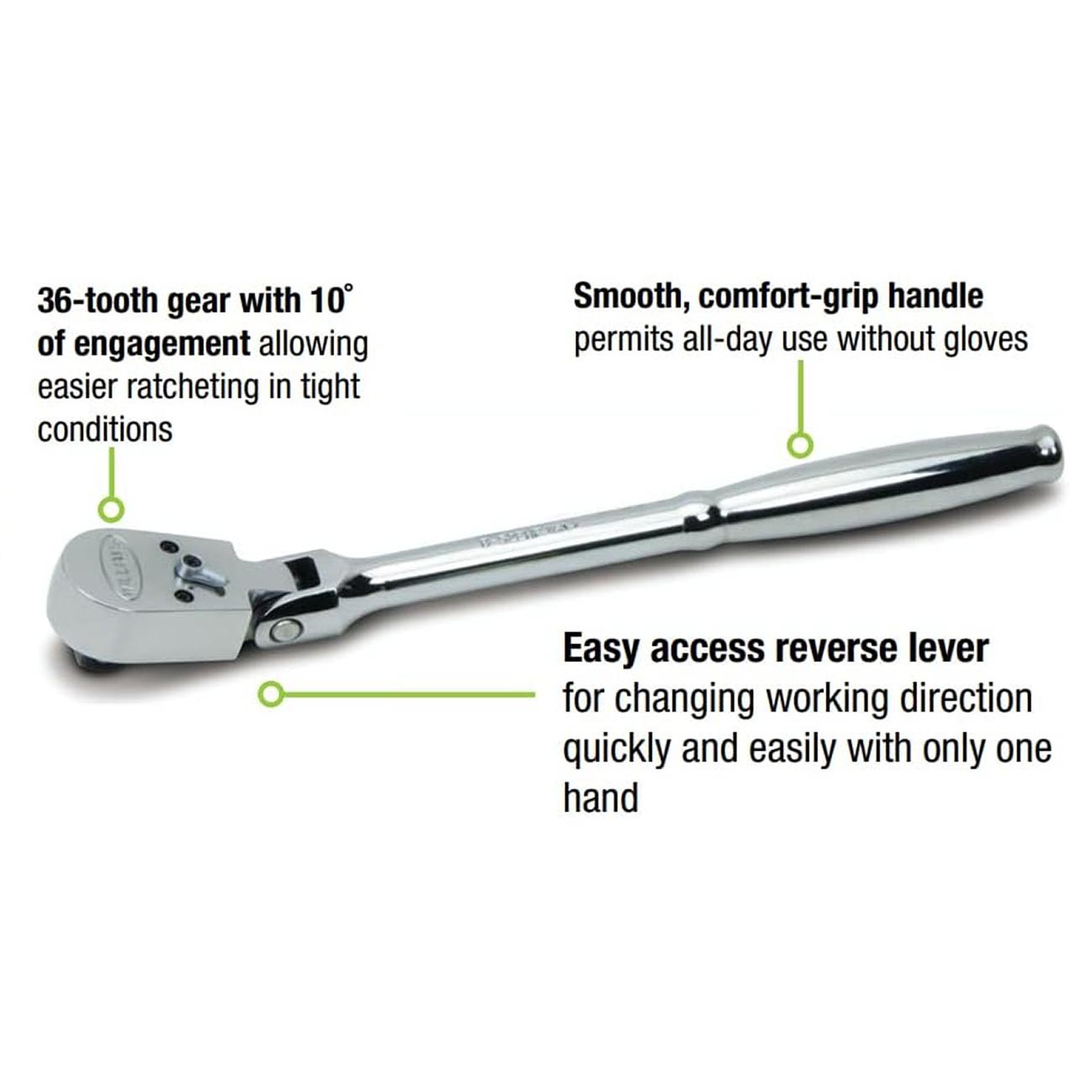 Williams 3/8″ Drive Sealed Narrow Flex-Head Ratchet 36 Teeth
