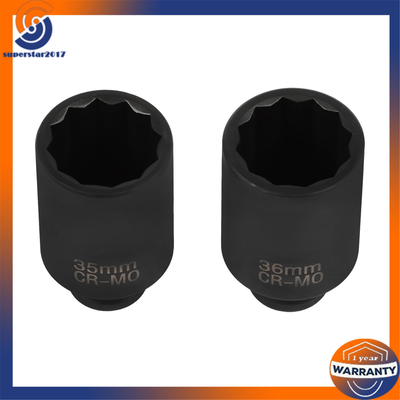 1/2″ Impact Socket Set 12Point 1″ to 1-1/2″Drive Deep Spindle Axle Nut 8PCS