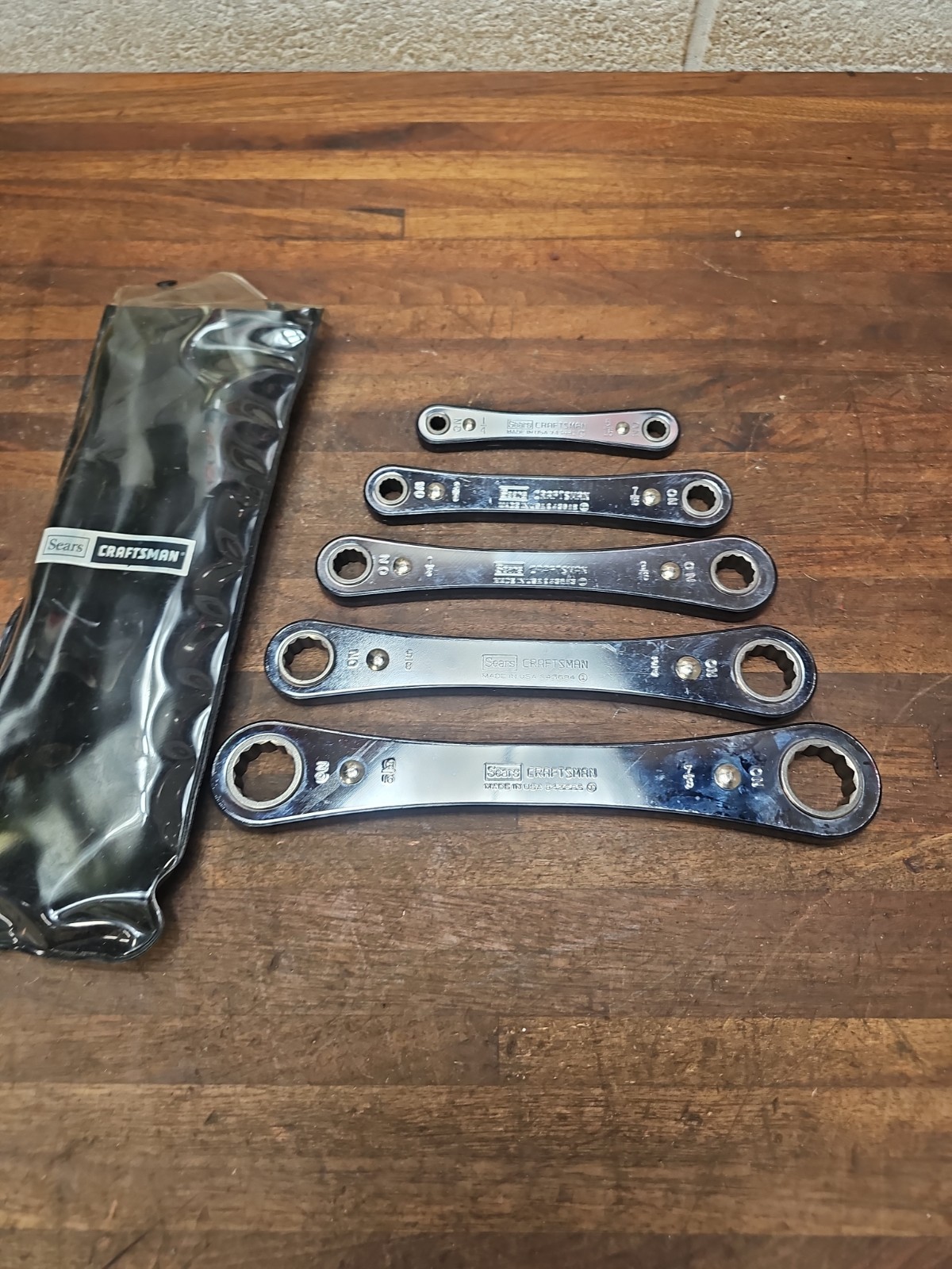 PP4- CRAFTSMAN 5Pc. BOX END RATCHETING WRENCH SET~ 9-4368 W/POUCH USA