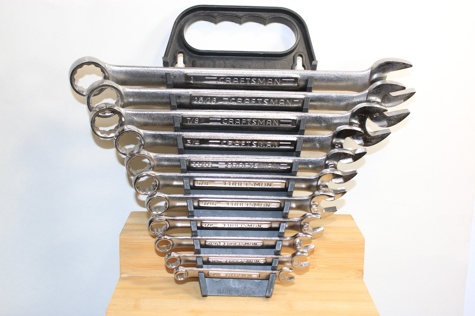 CRAFTSMAN SAE COMBINATION WRENCH SET 12 POINT USA – SET OF 11 W / rack VA