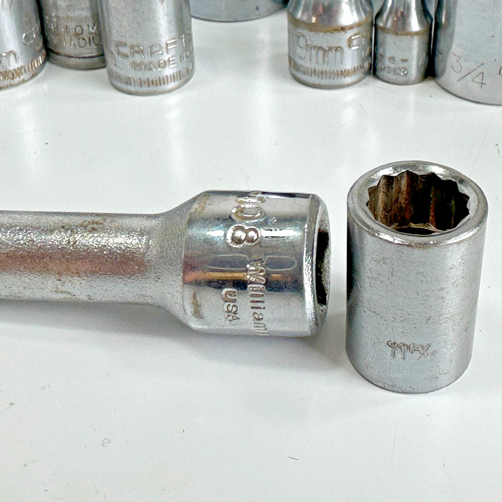 Vintage Craftsman 25pc Socket Lot USA V G Series SAE Metric 6pt 12pt Mixed