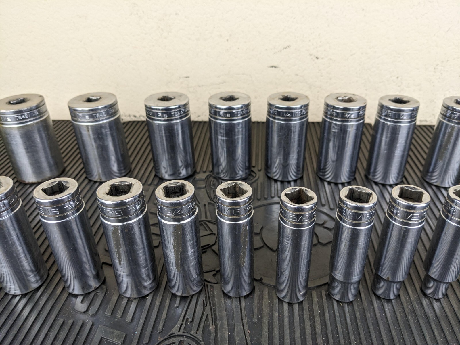 #bg790 Snap On 19 Piece 1/2″ Drive SAE Deep Socket Set 3/8-1-1/2″ USA