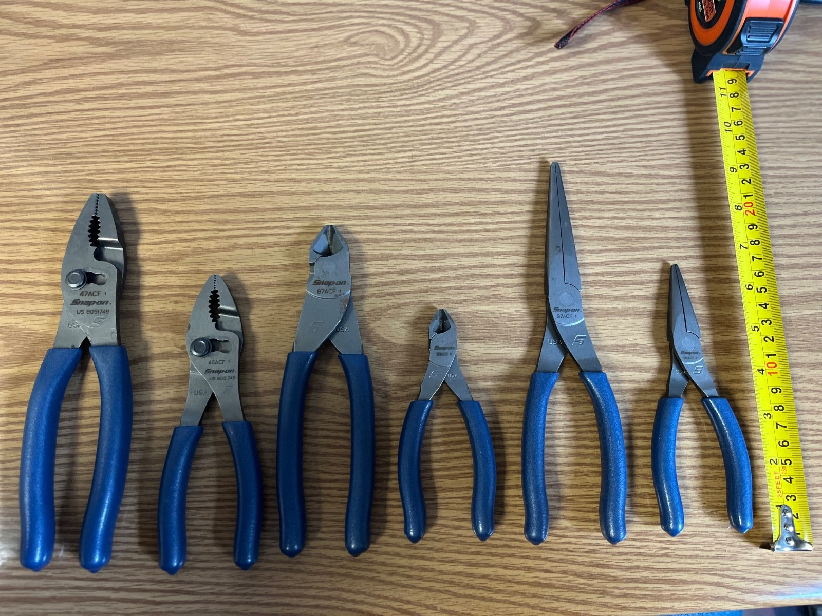SNAP ON POWER BLUE SIX PIECE PLIER SET — LOC#115