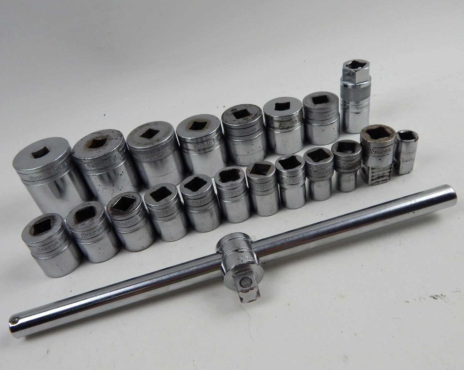 Snap-On SW 12 Point SAE 1/2″ Drive Shallow Socket Set 7/16 to 1-7/16″ USA 21pc