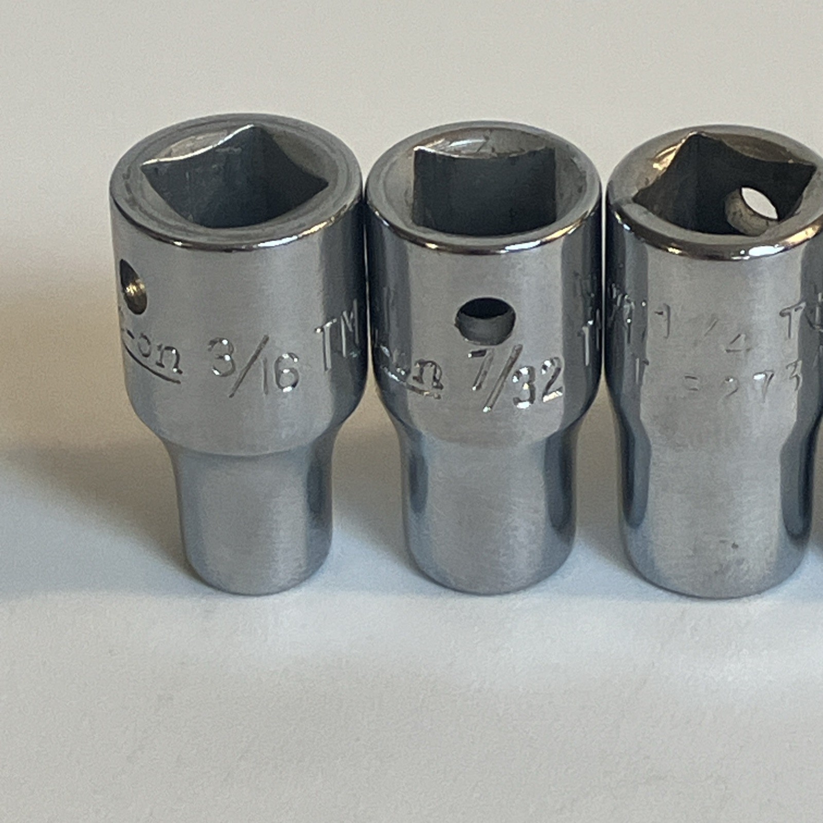 Snap On Tools 1/4″ Drive 9 Pc SAE Shallow 6 Pt Socket Lot TM6 – TM18 3/16″-9/16″