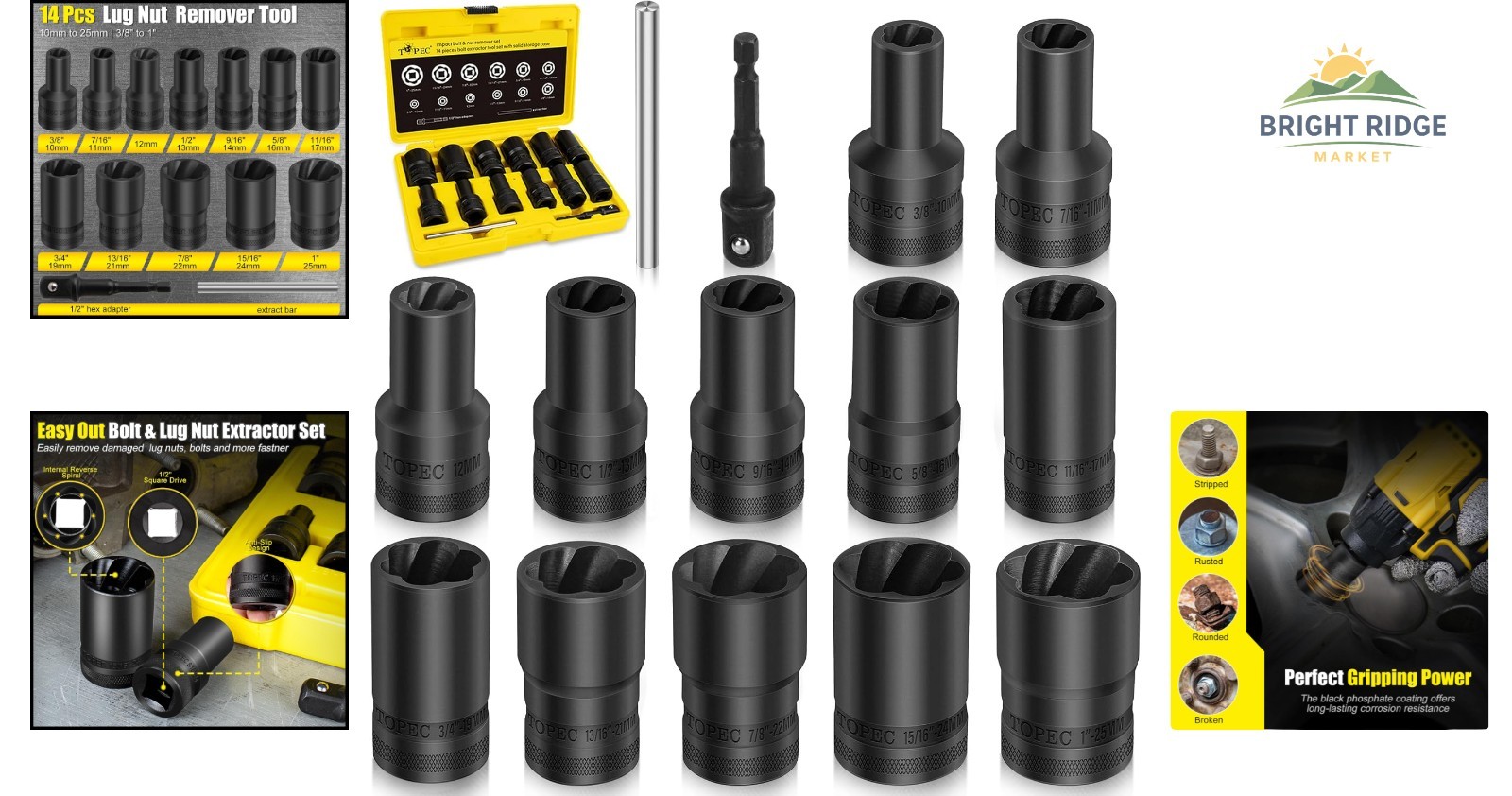Professional 14PC Wheel Lock Removal Kit with High-Hardness Steel Construction