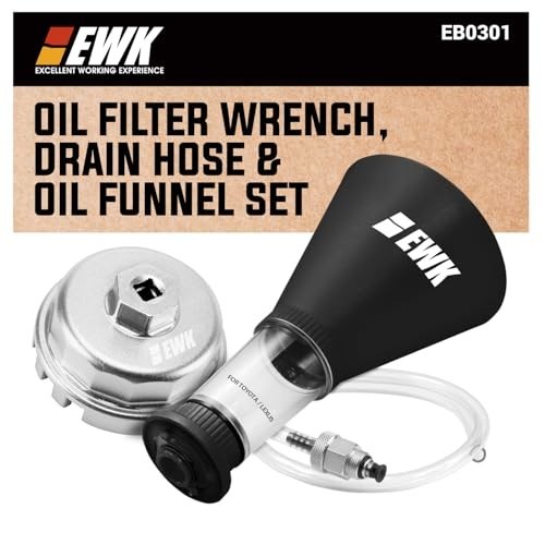64mm Oil Filter Wrench Set with Drain Hose & Funnel – No-Mess Aluminum Kit for T