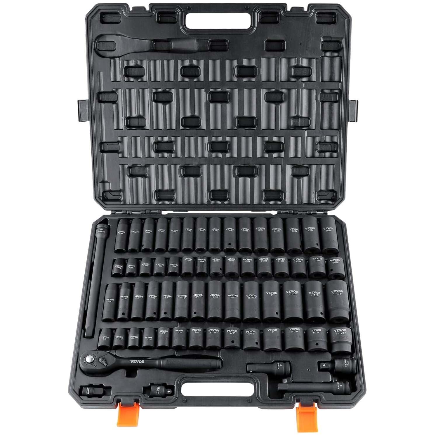 Cr-V Alloy Steel Socket Set 65pc | Easy-to-Read Markings