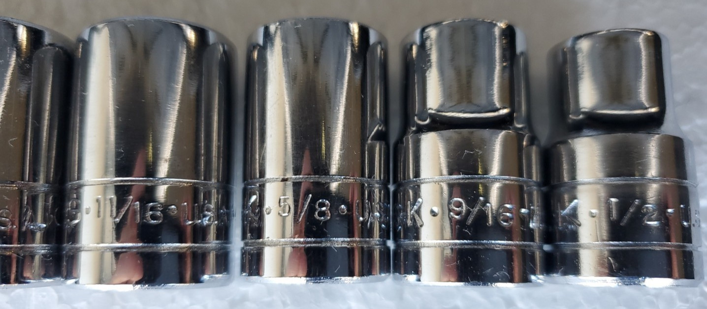 S-K 401 Series 8 Piece 1/2 Drive Sockets 1″15/16″13/16″3/4″11/16 5/8″9/16″1/2″