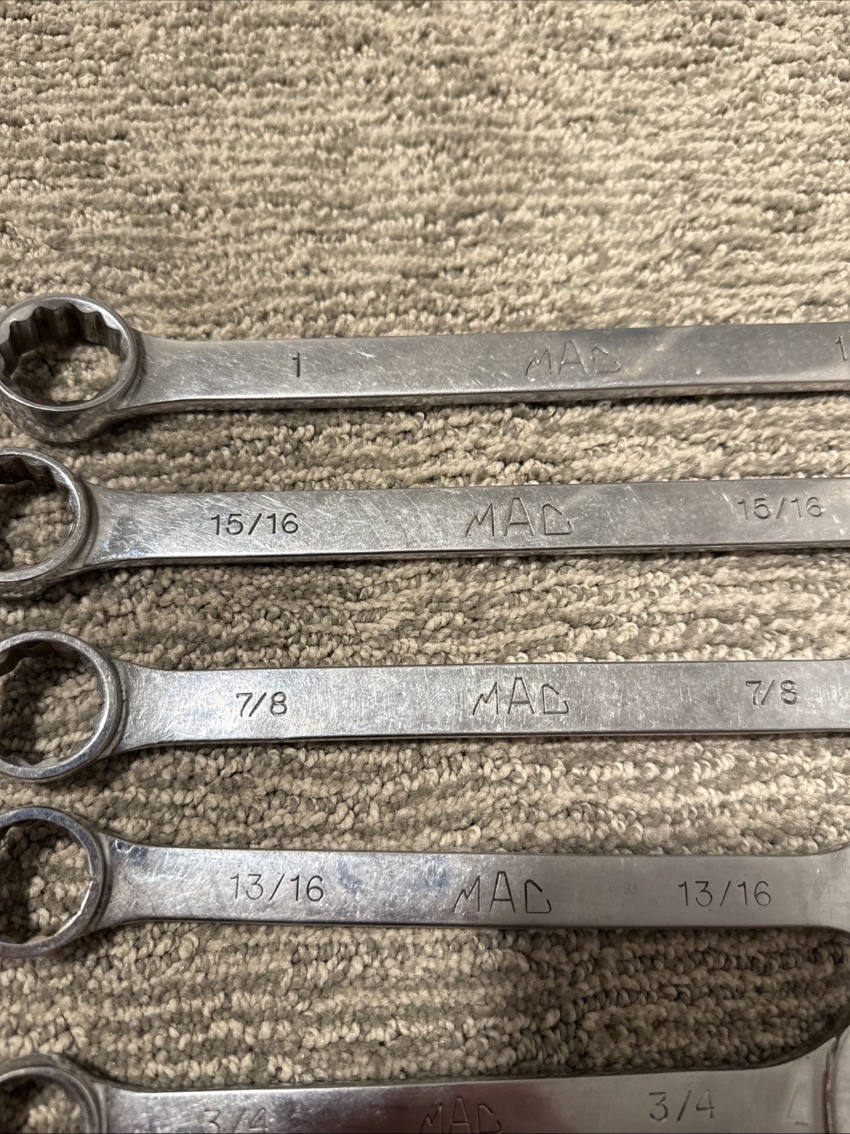 Set of 10 Mac Tools 3/8” – 1” Combination Wrench 12 Point