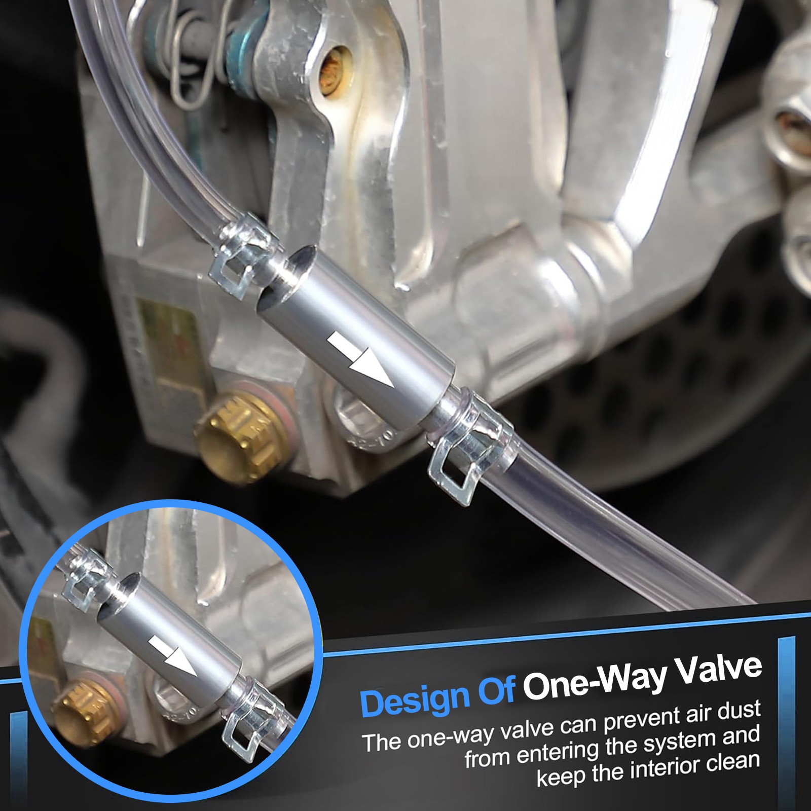 2PCS Brake Bleeder Hose One Way Check Valve Tube Bleeding Tool Kit For Motorcyle