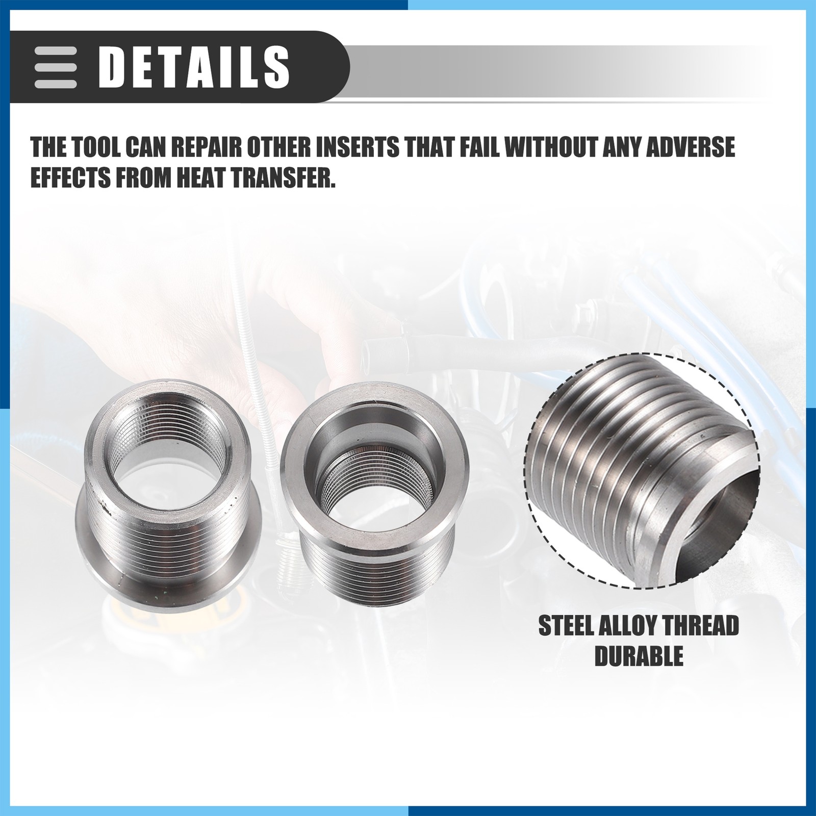 Spark Plug Port Insert Tool, for Ford Triton Motor 5.4L, Metal Silver Tone 10Pcs