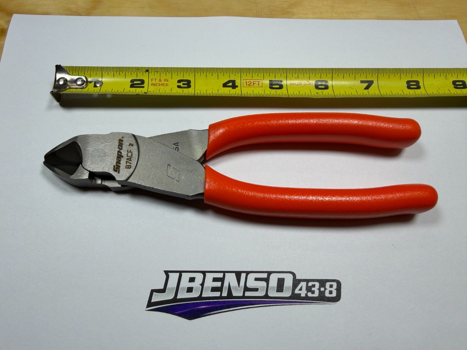 Snap-on Tools USA NEW ORANGE Soft Grip 7″ Diagonal Cutter Pliers 87ACFO