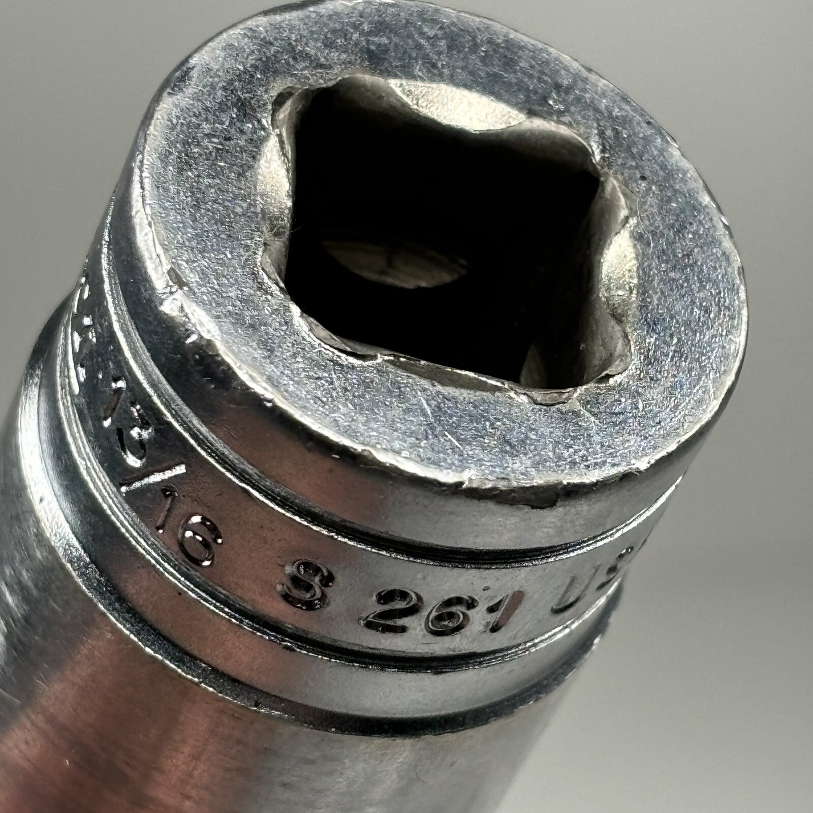 Snap On Tools S261 1/2 Dr 12Pt SAE 13/16 Flank Dr Chrome Deep Socket USA VTG