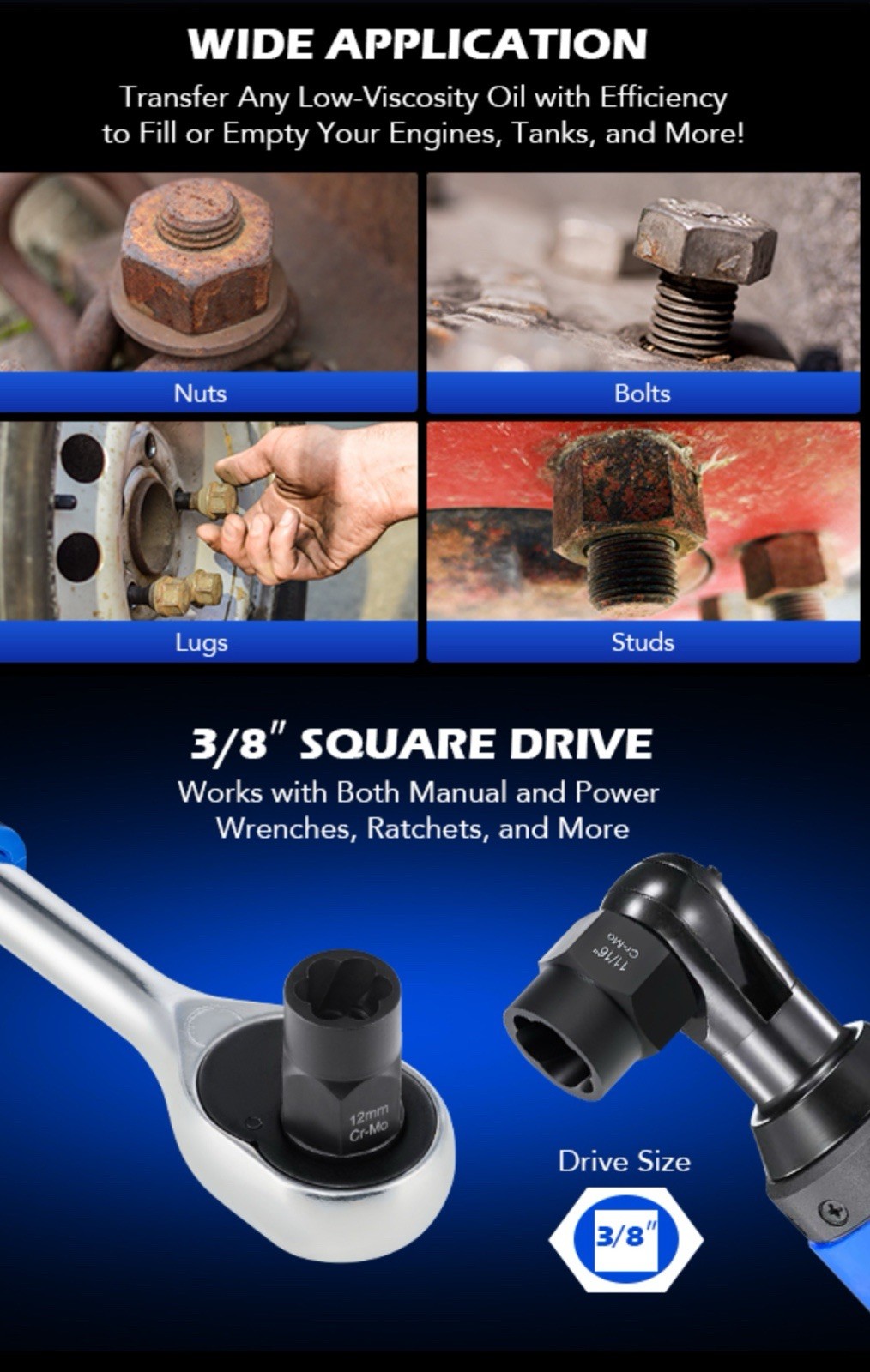 15Pcs Bolt Extractor Kit 3/8″ Dr. Impact Bolt & Nut Screws Stud Remover Socket