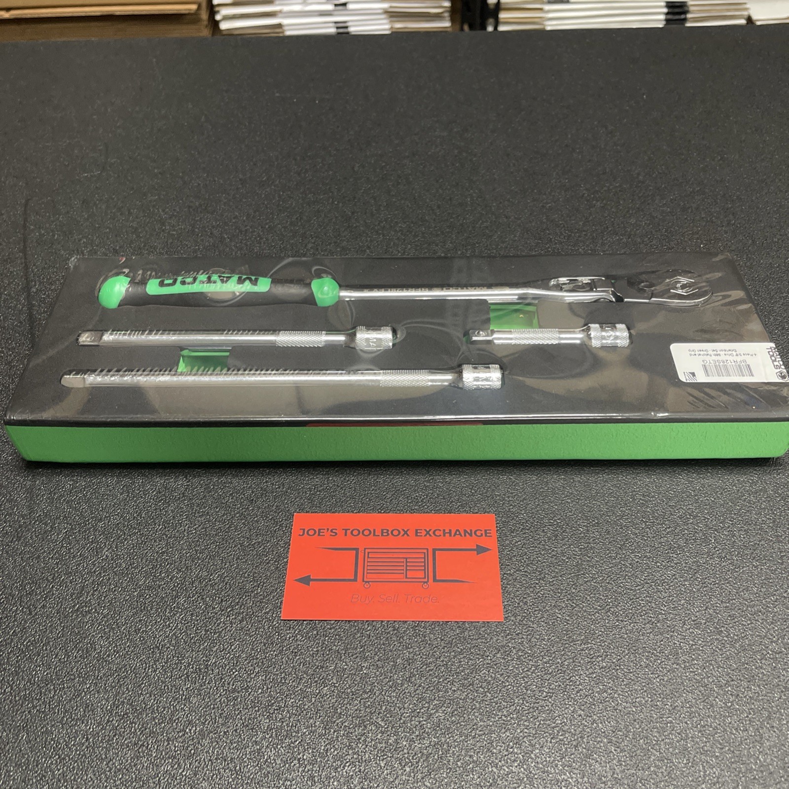 Matco Tools 3/8″ Drive Flex Ratchet + Extensions Foam Set Green BFR128SETG