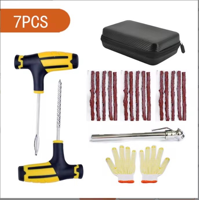 7 Pc Car Truck Auto Road Emergency Tire Repair Plug Kit Waterproof Case Kit Box