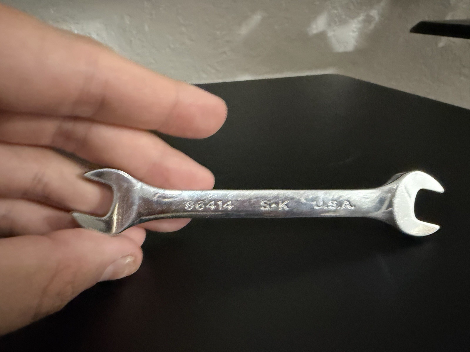 SK Hand Tool 86414 Regular Open End Wrench, 7/16 x 1/2-Inch, Full Polished