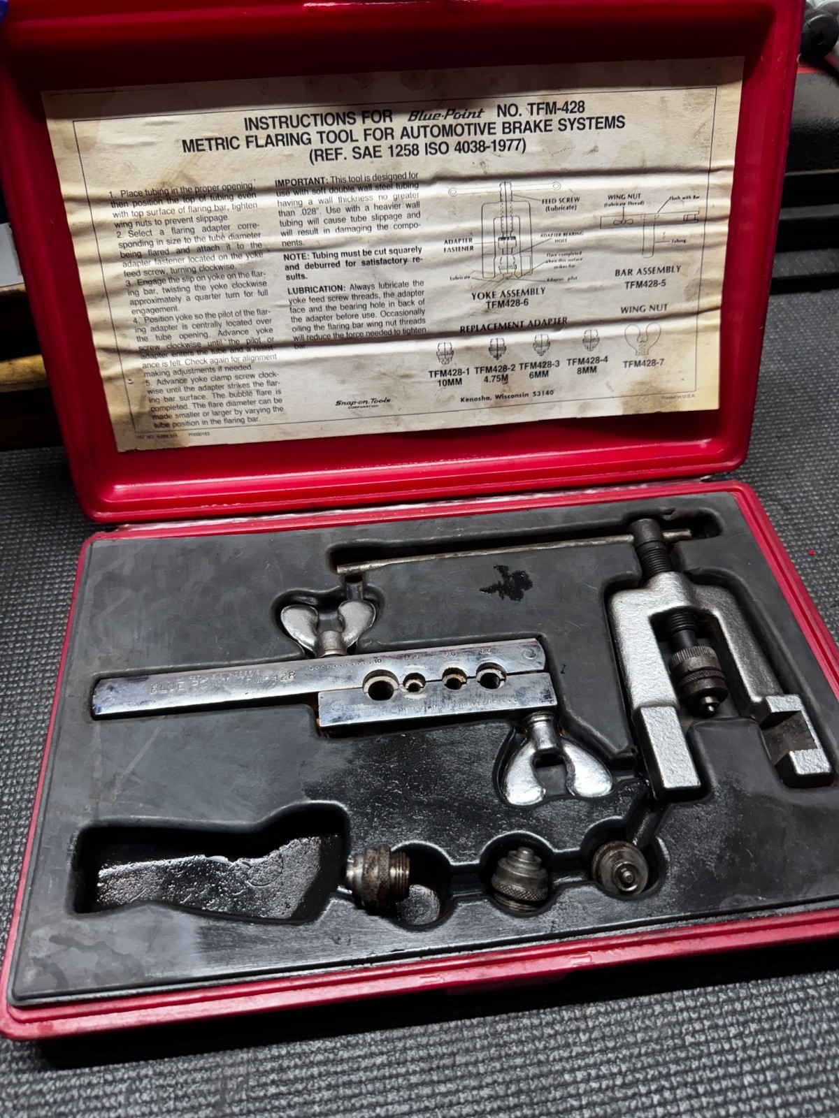 Blue-Point / Snap On Tools TFM428 Metric Bubble Flaring Set w Case US