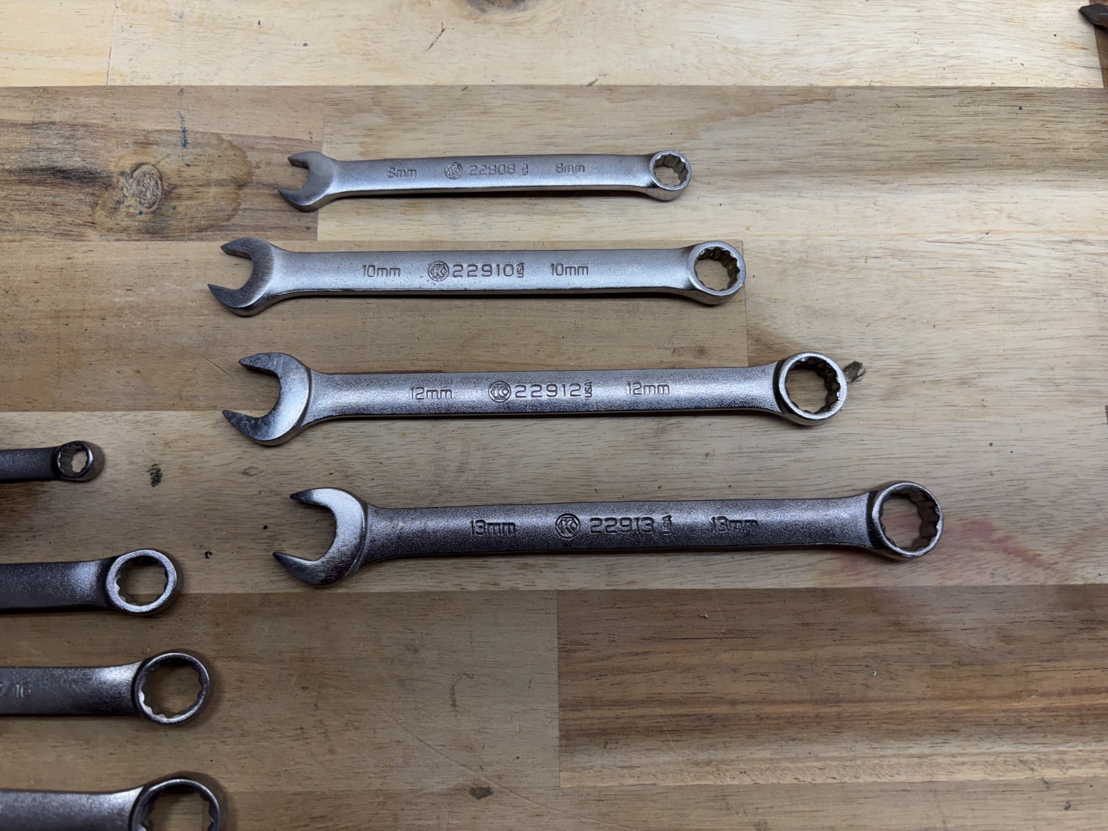 9 Kobalt USA Mixed SAE METRIC Wrenches 1/4, 3/8, 7/16, 1/2, 5/8, 8mm, 10, 12, 13