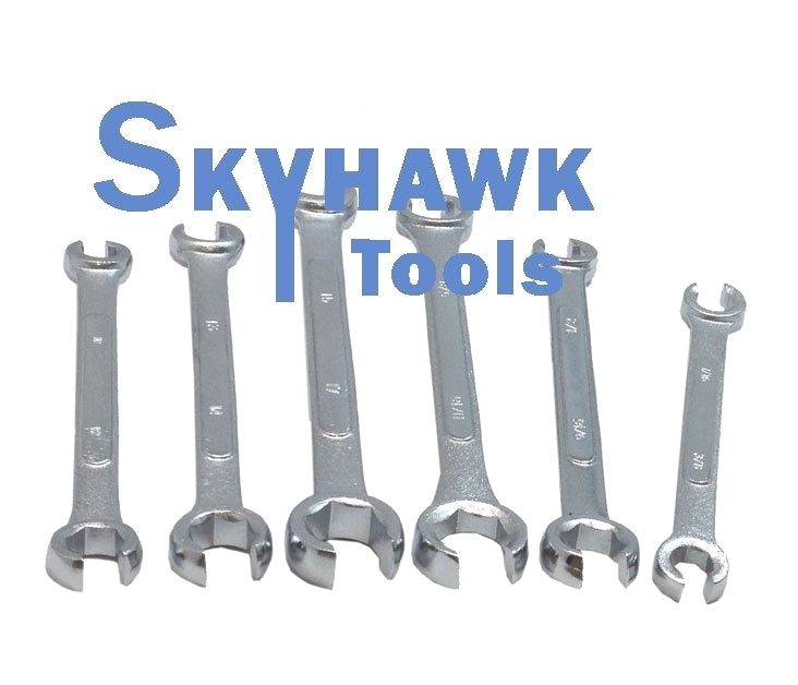 New 6 pc SAE/Metric Line/Flare Nut Wrench Set 3/8-11/16″,10-17mm