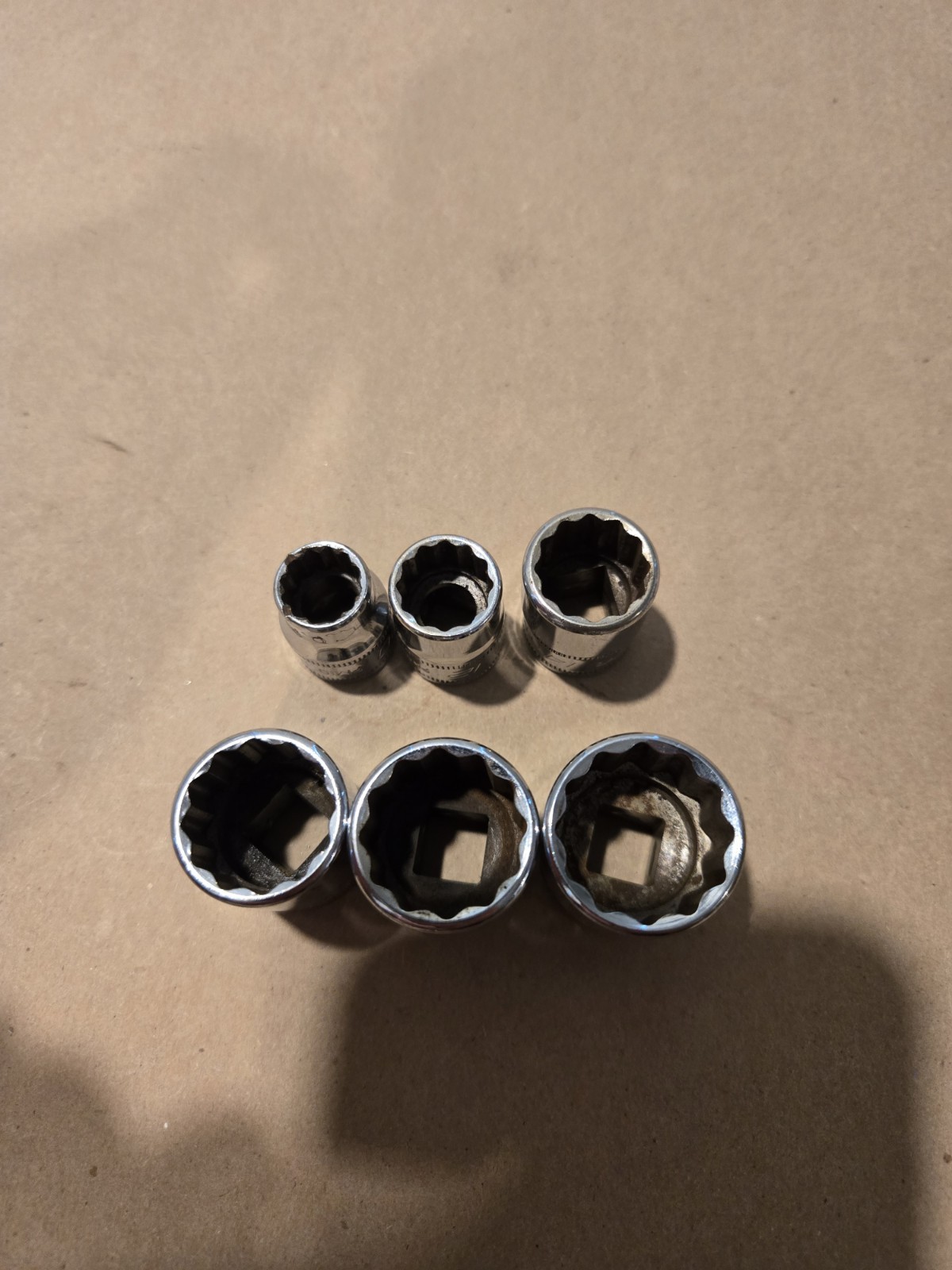 Snap On 3/8″ Drive 10,12,14,17,18,19MM 12PT Metric Shallow Chrome Sockets USA