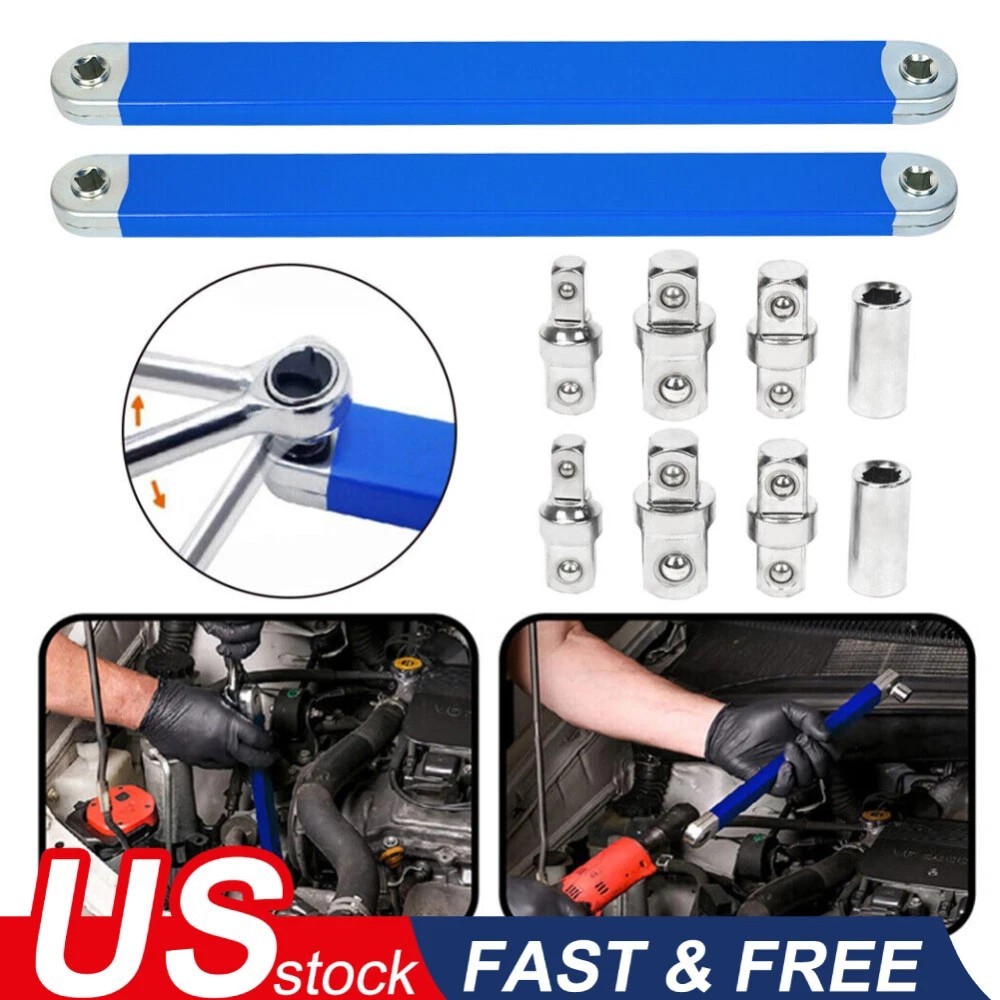 2 PCS Upgraded Impact Ready Offset Extension Wrench Tight Reach Extension Wrench
