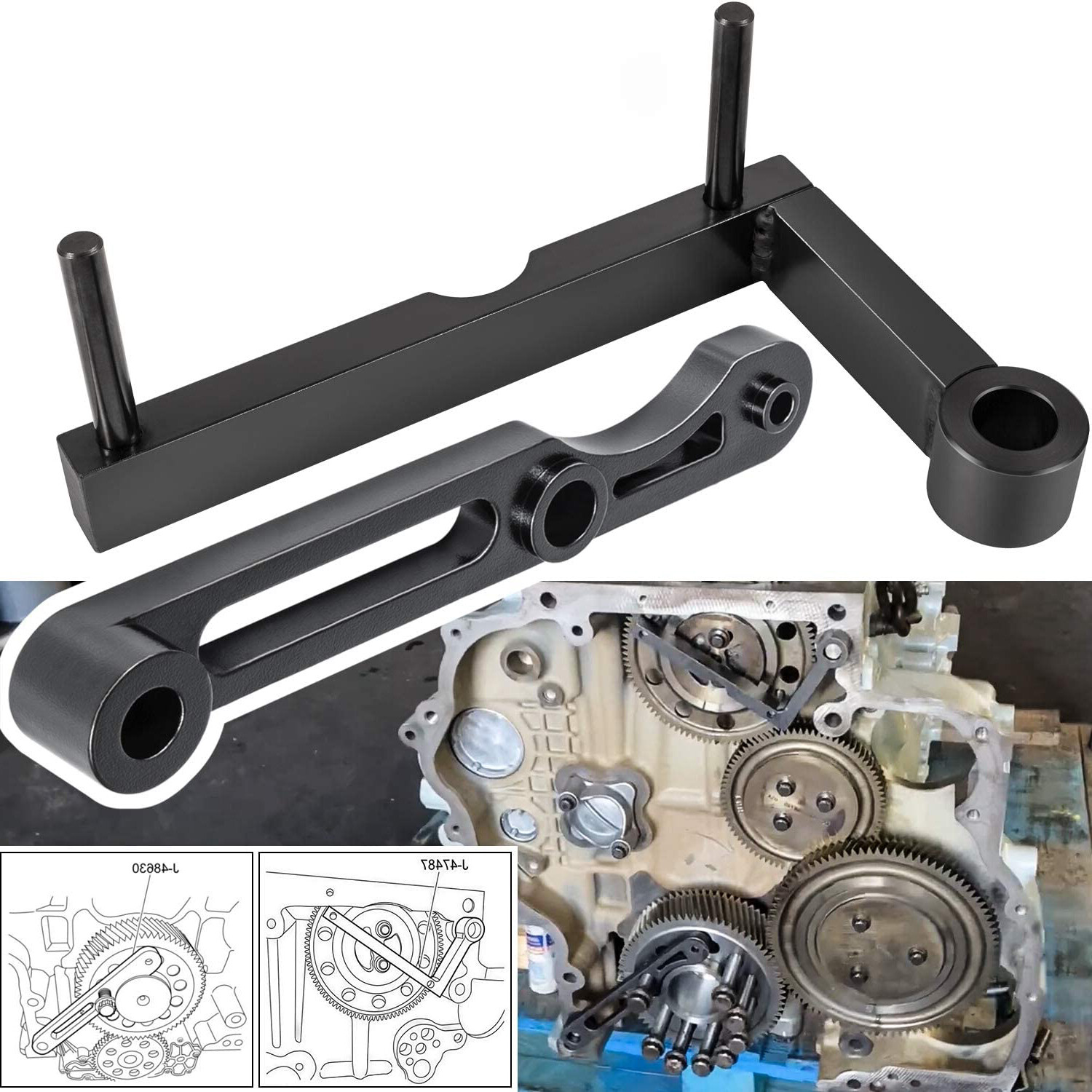 Detroit Diesel DD13/15 Idler 3 Cantilever Tool J-47487+TDC Locating Tool J-48630