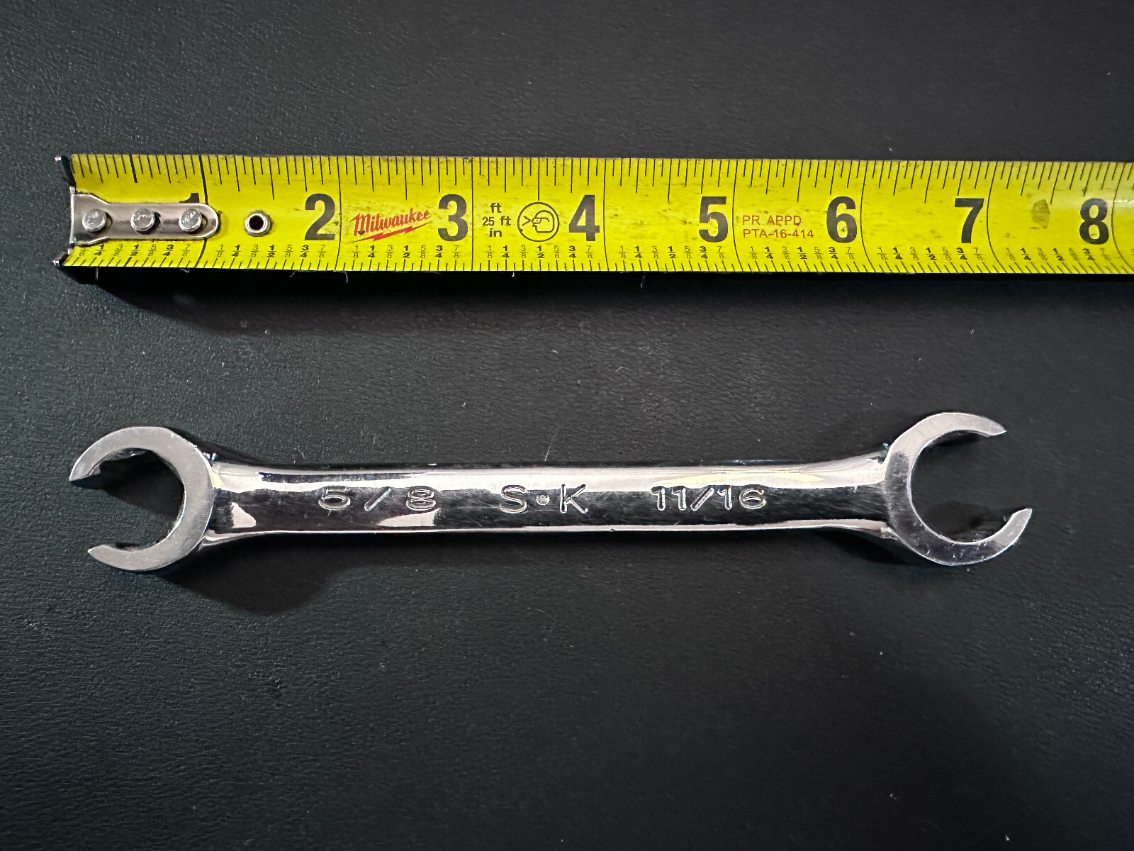 SK Tools F2022 SAE Flare Nut Wrench 5/8 x 11/16-Inch Textured Chrome USA