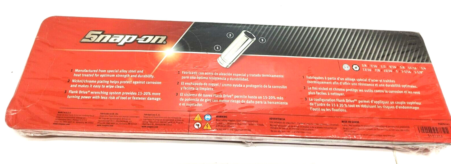 New Snap-on™ 1/2″ drive 6-point DEEP socket SET 3/8″ thru 1 1/8″ 313TSYA Unused