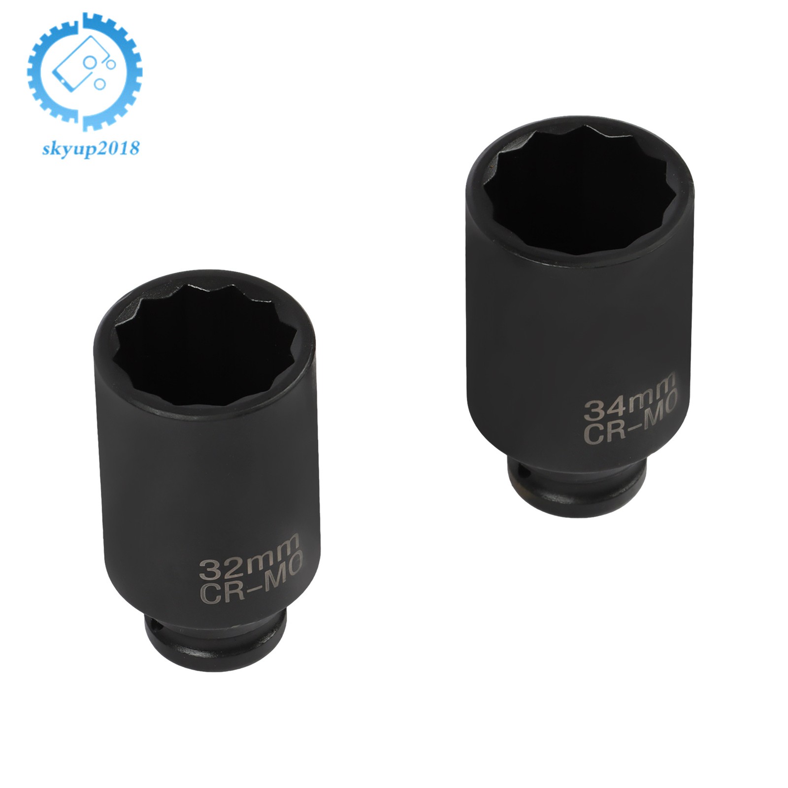 8PCS 1/2″ Impact Socket Set 12Point Drive Deep Spindle Axle Nut 1″ to 1-1/2″
