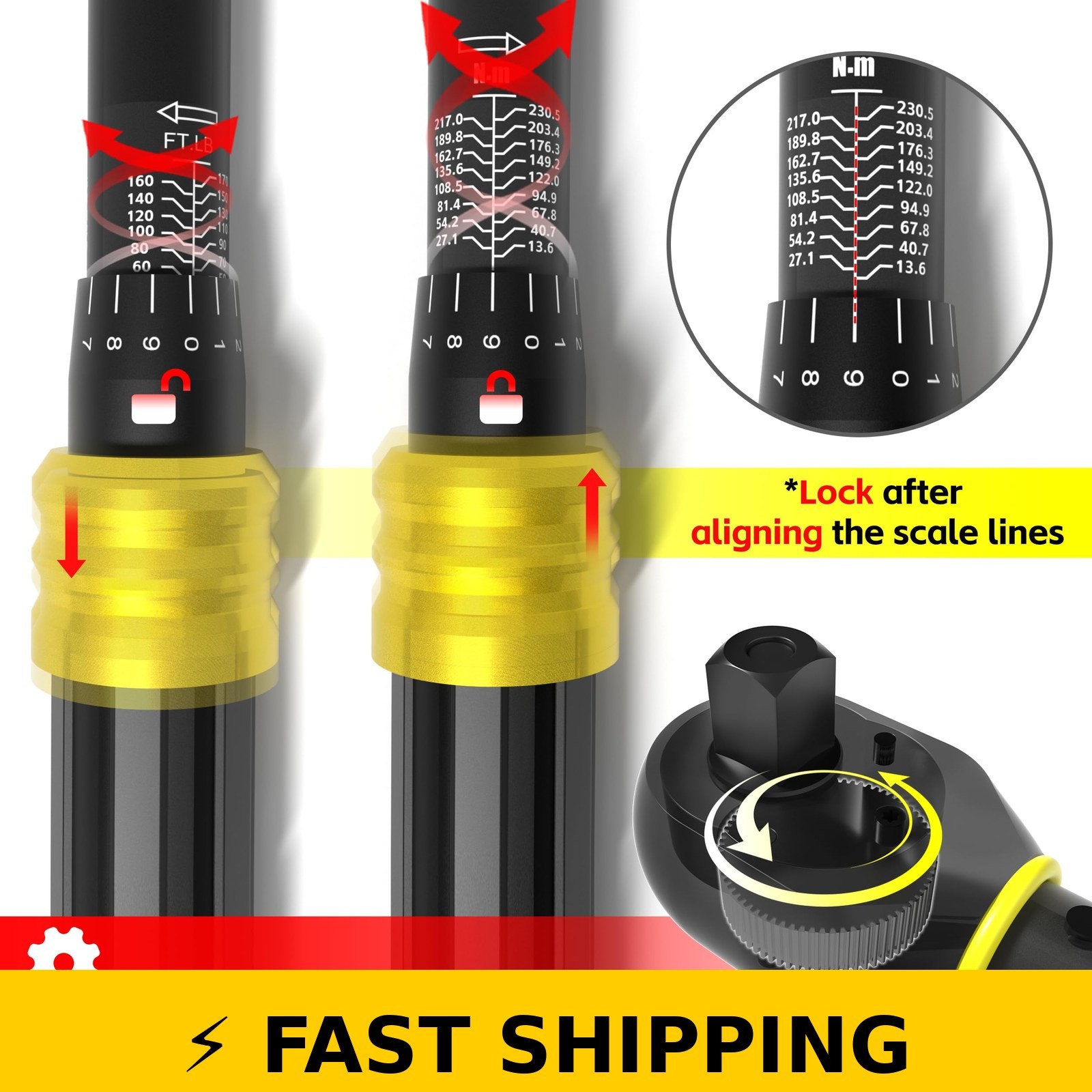 KJE Torque Wrench Set 1/4 3/8 1/2-Inch Drive 72-Tooth Click Tools