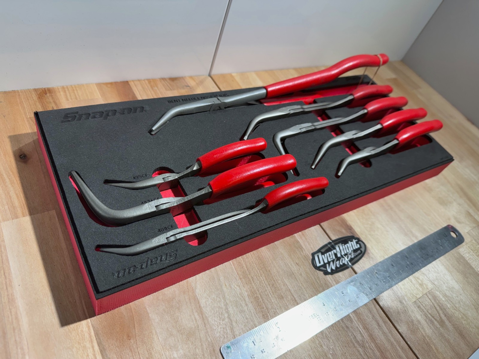 Snap-on Tools USA NEW RED 8pc Master Bent Needle Nose Pliers Foam Set PLBN800FR