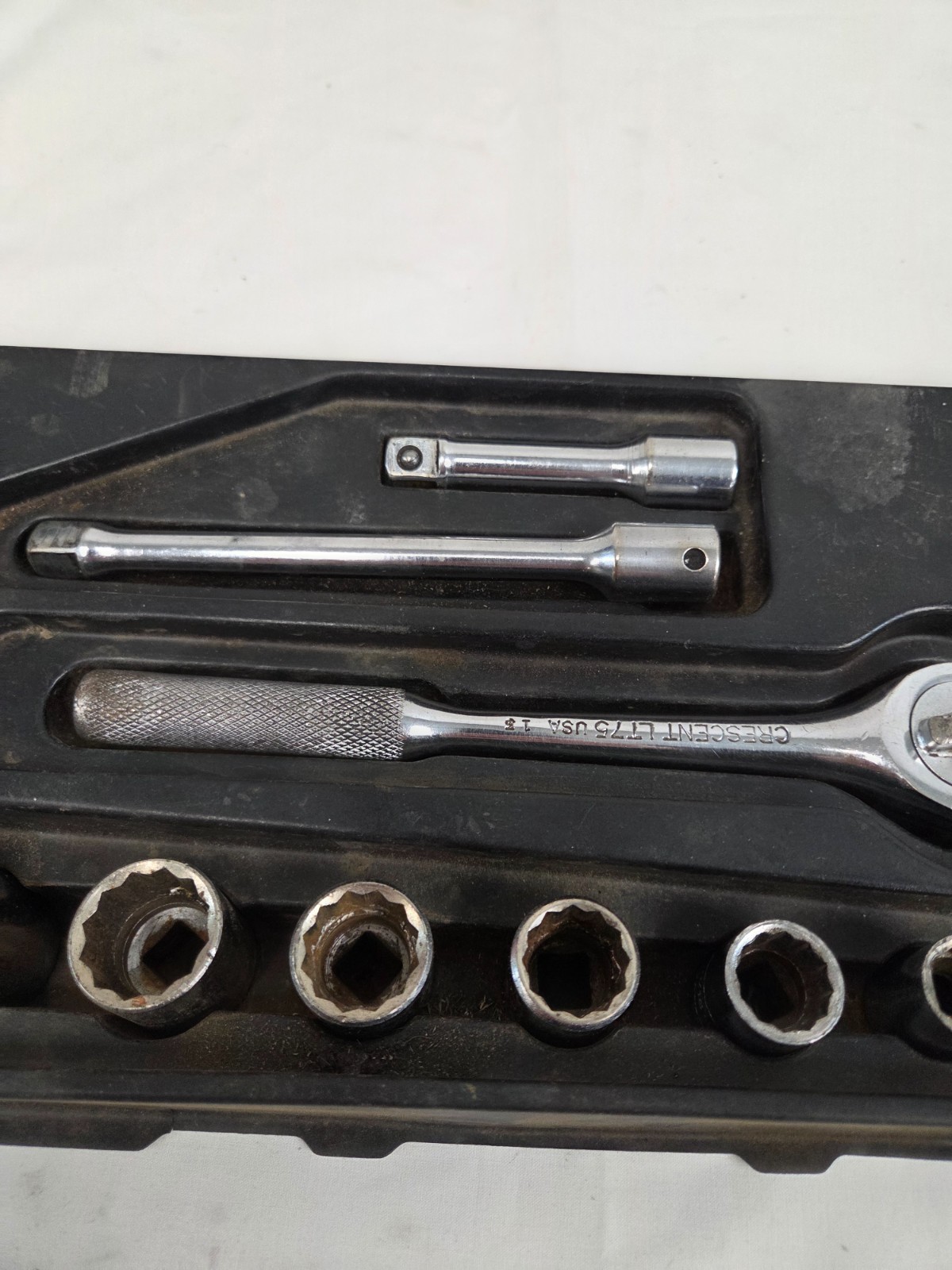 Crescent LT75 3/8″ Ratchet Chrome Made In USA Vintage 12 piece Set