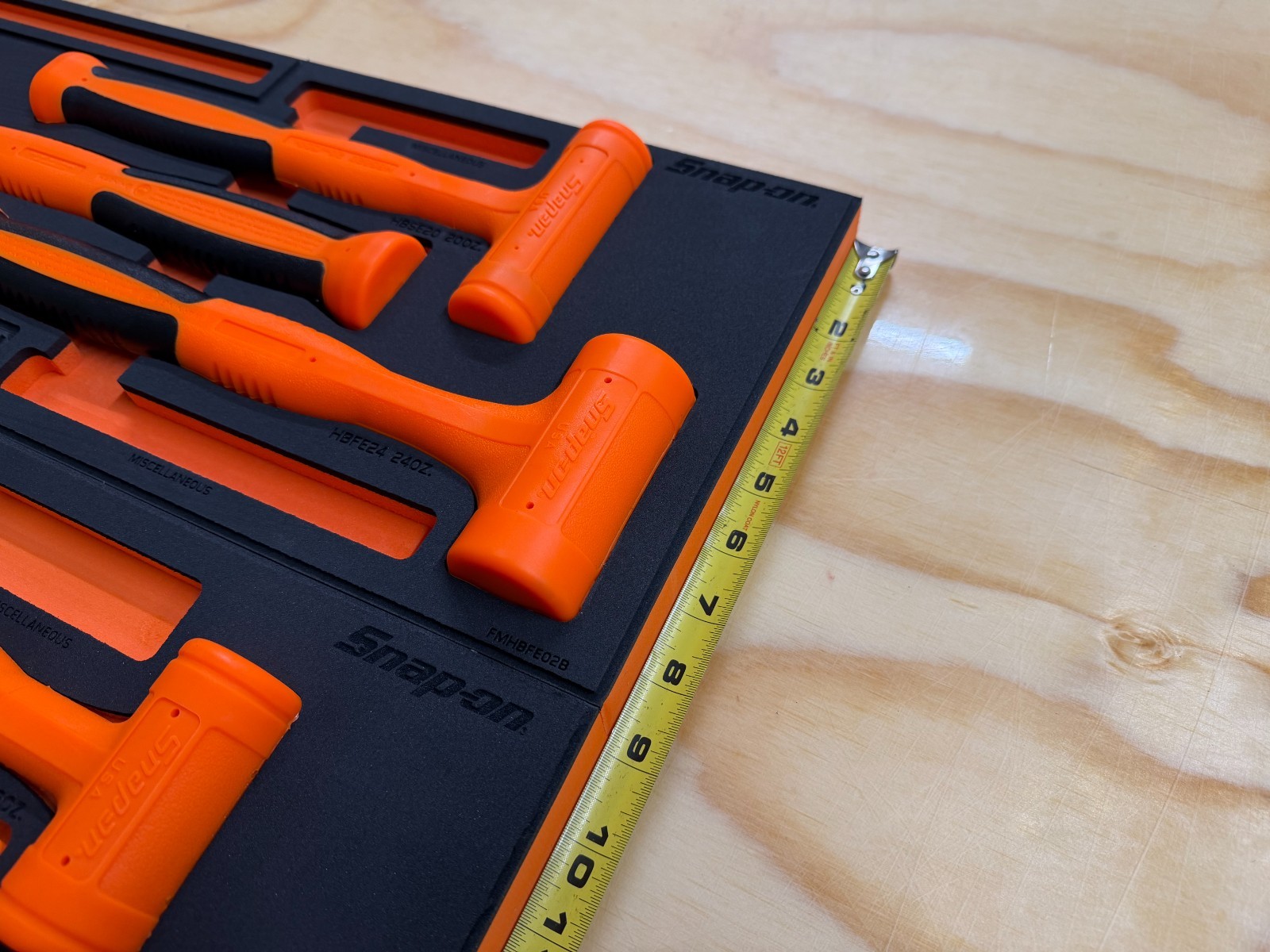 Snap-on Tools NEW ORANGE 6pc Soft Grip DeadBlow Soft Face Hammer Master Foam Set