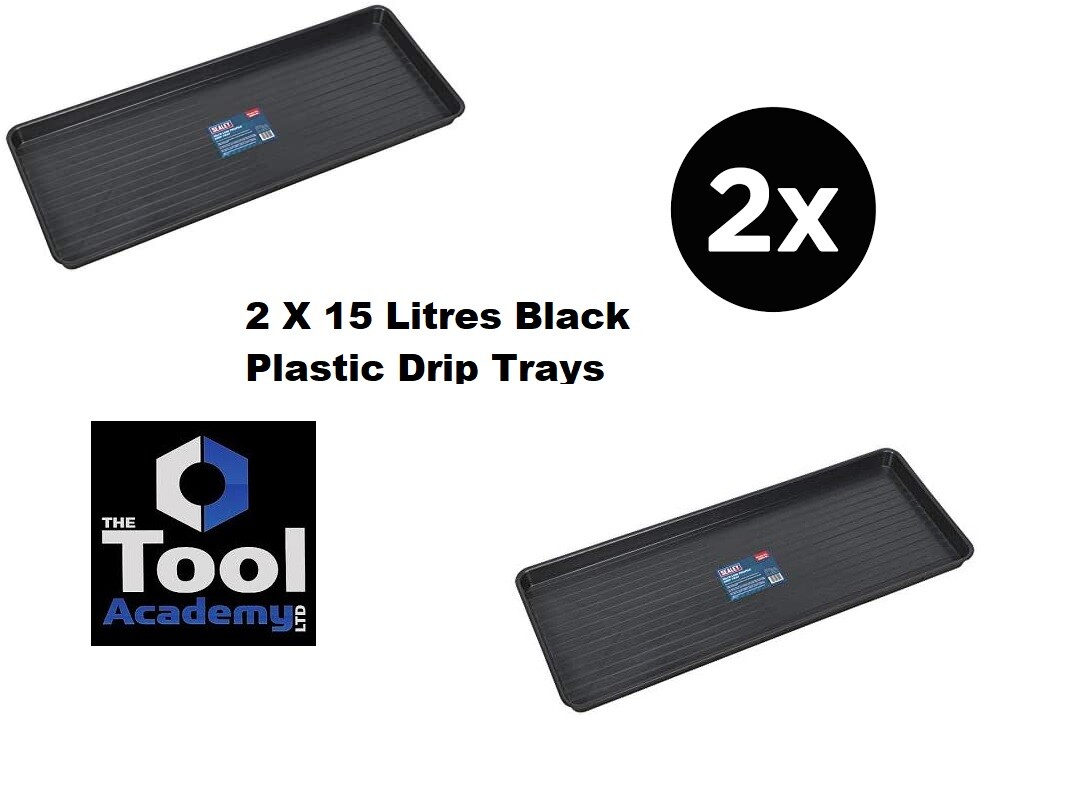 2 x Black Plastic Large Low Profile Drip Tray 1000 x 400 x 50mm Garage Workshop