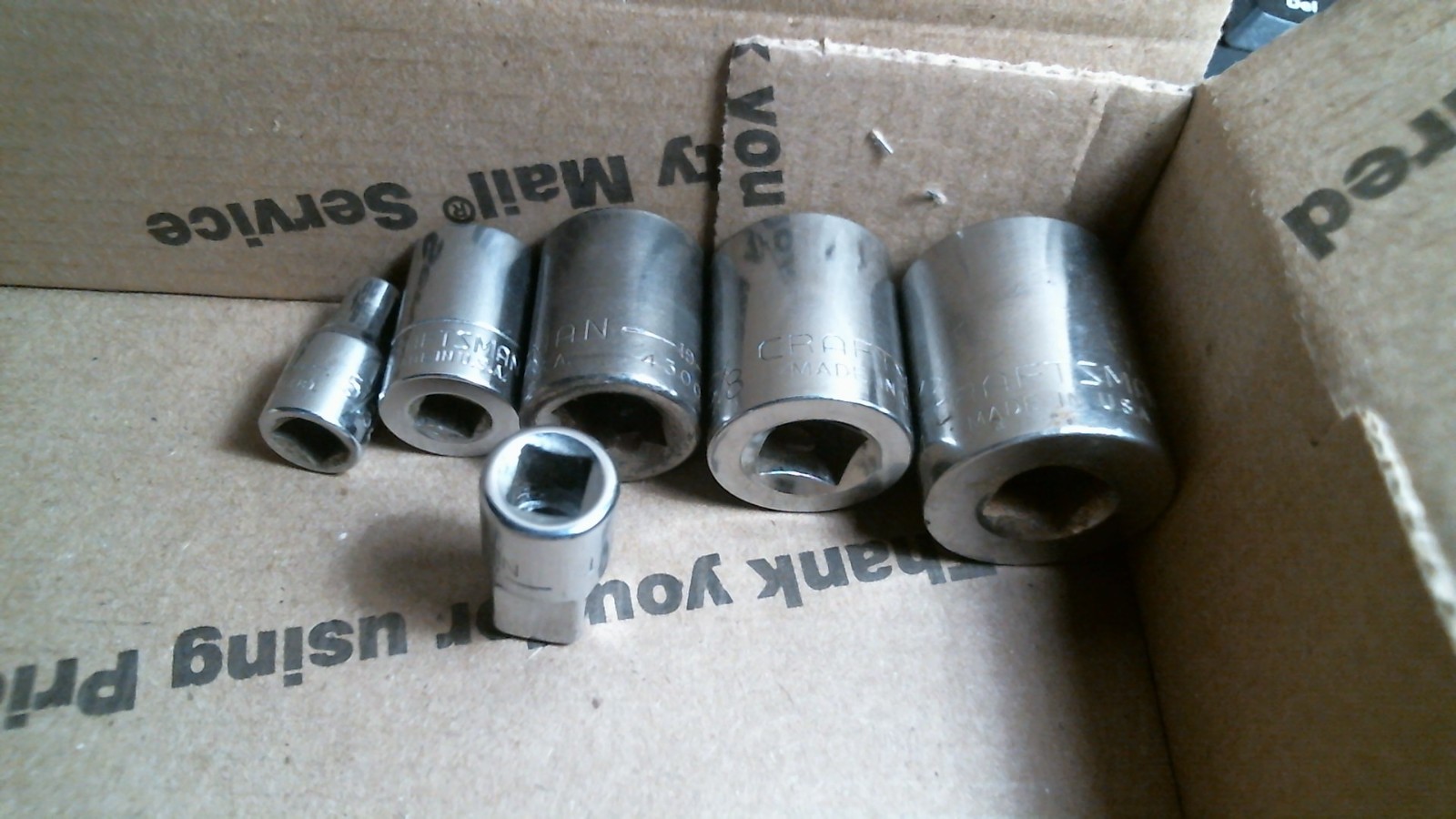 G4 Craftsman Tools 5 pc 3/8″ Drive SAE Shallow Sockets PLUS ADAPTER USED