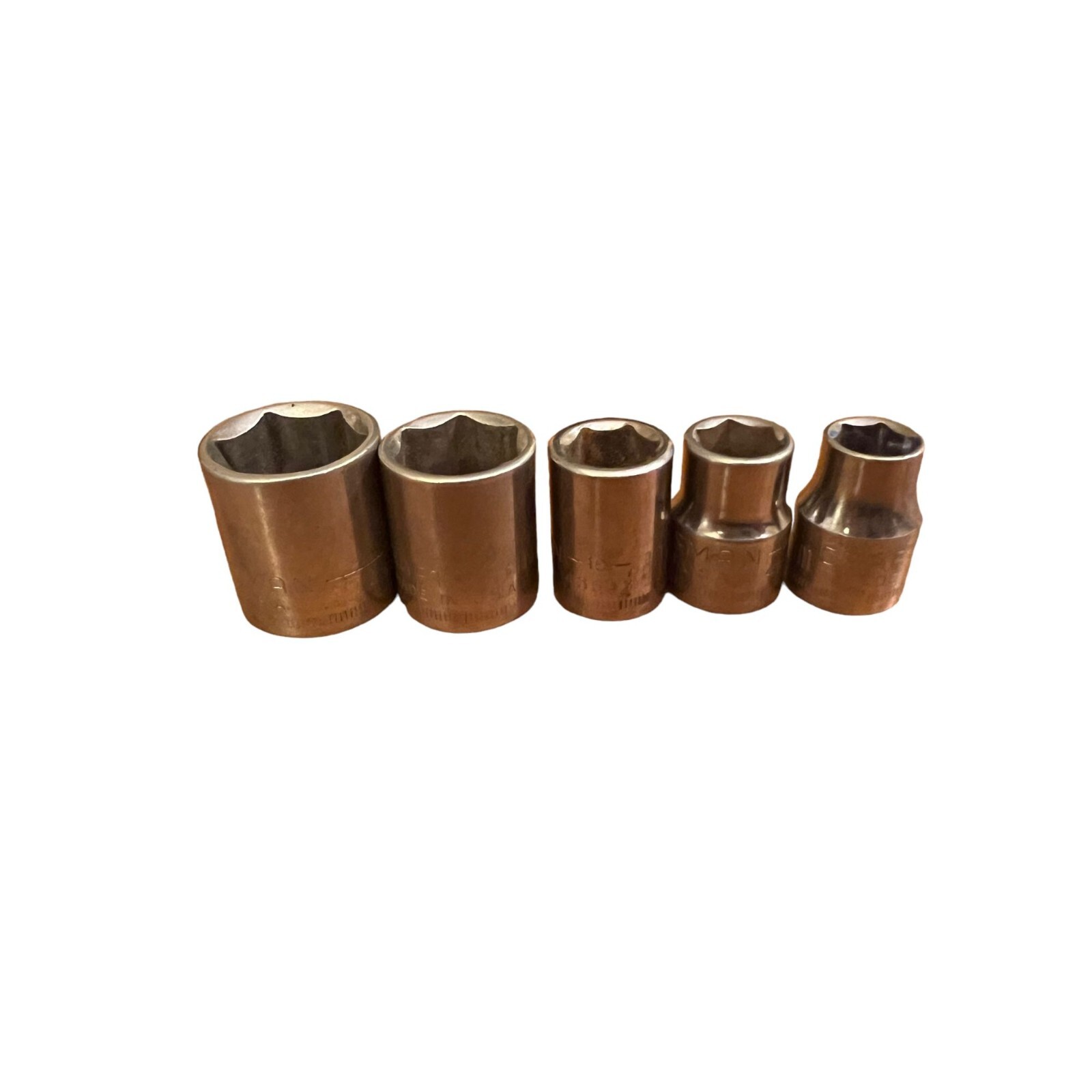 Lot of 5 Vintage Craftsman Shallow Sockets 3/8 drive 6 pt 43548 43541