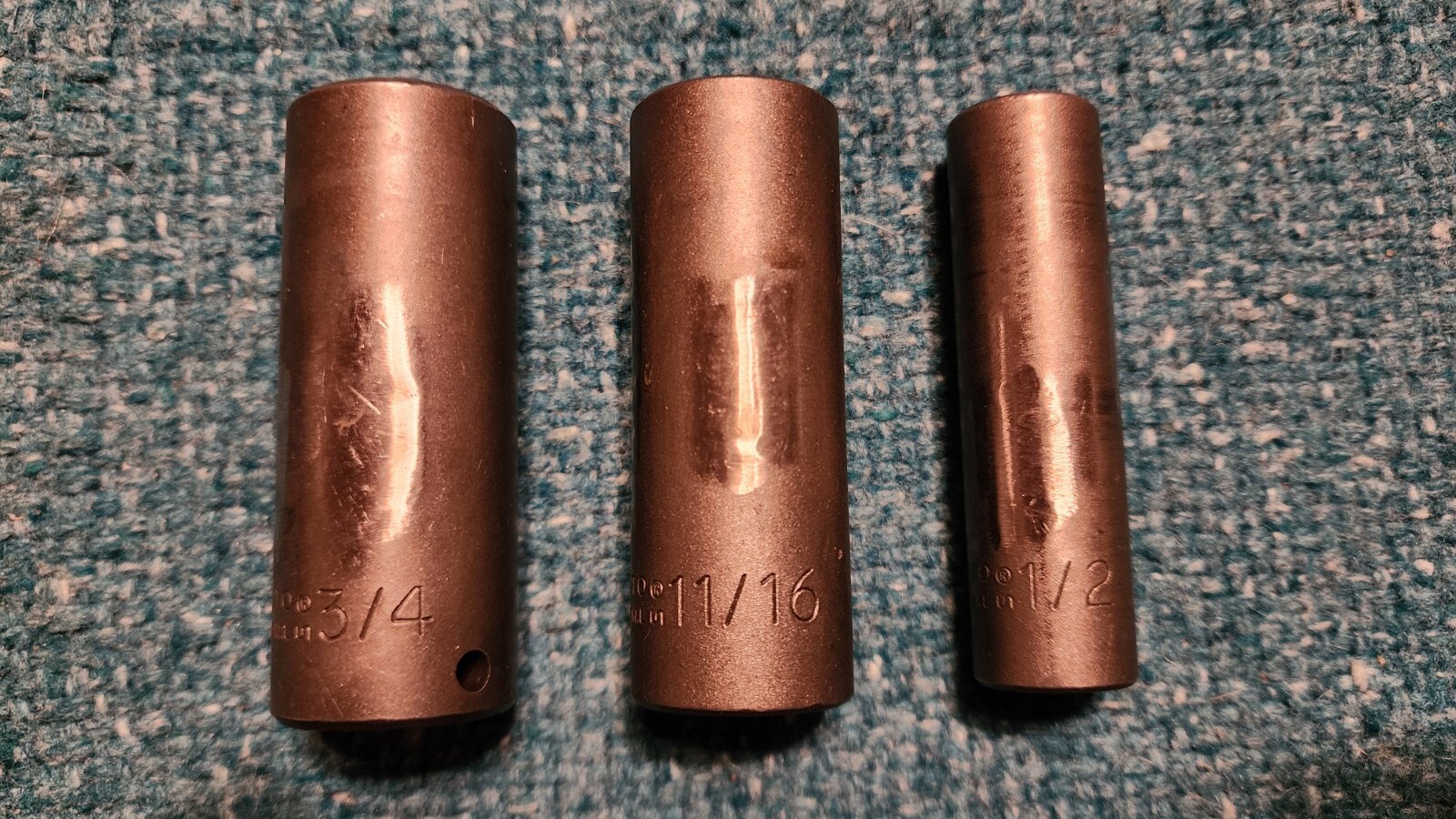 3 Proto Professional USA 3/8″ Dr Deep Impact Sockets 6-pt, 1/2″, 11/16″, & 3/4″!