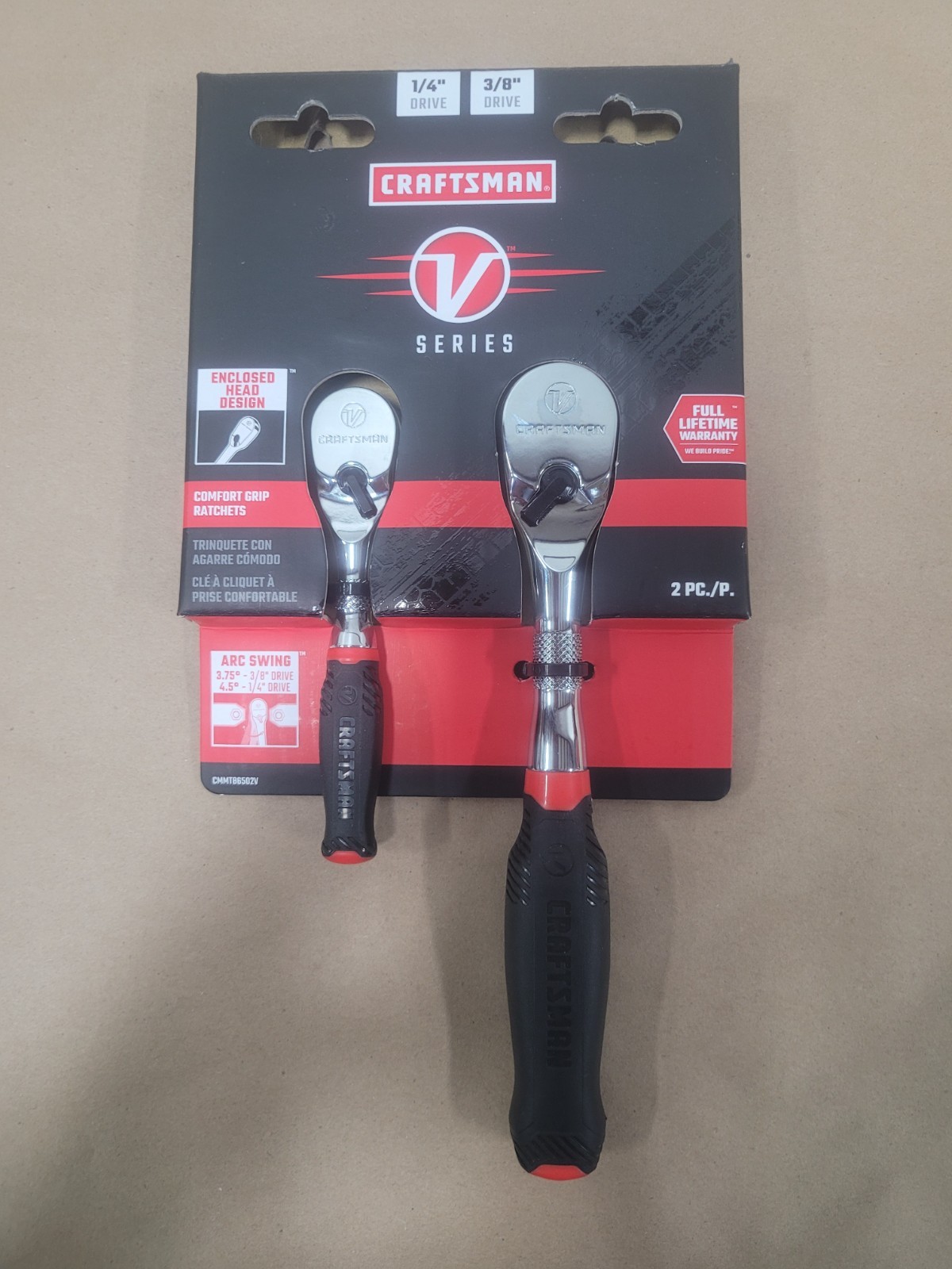 Craftsman V-Series 1/4″ and 3/8″ Drive Comfort Grip Ratchet Set CMMT86502V