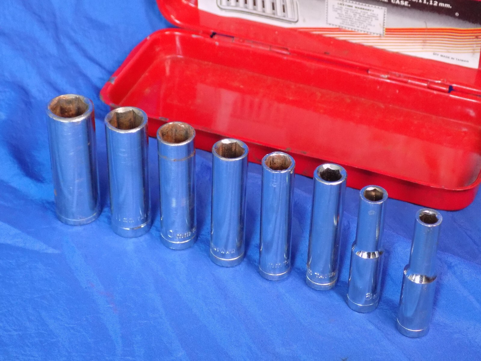 MiT 9pc 1/4 Drive Metric Deep Socket Set w/ Storage Case #1220 Taiwan Vintage