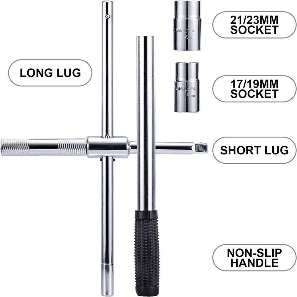New Universal 23″ Extended Lug Wrench 4 Way Tire Iron Nut Wrench Set W/Socket US