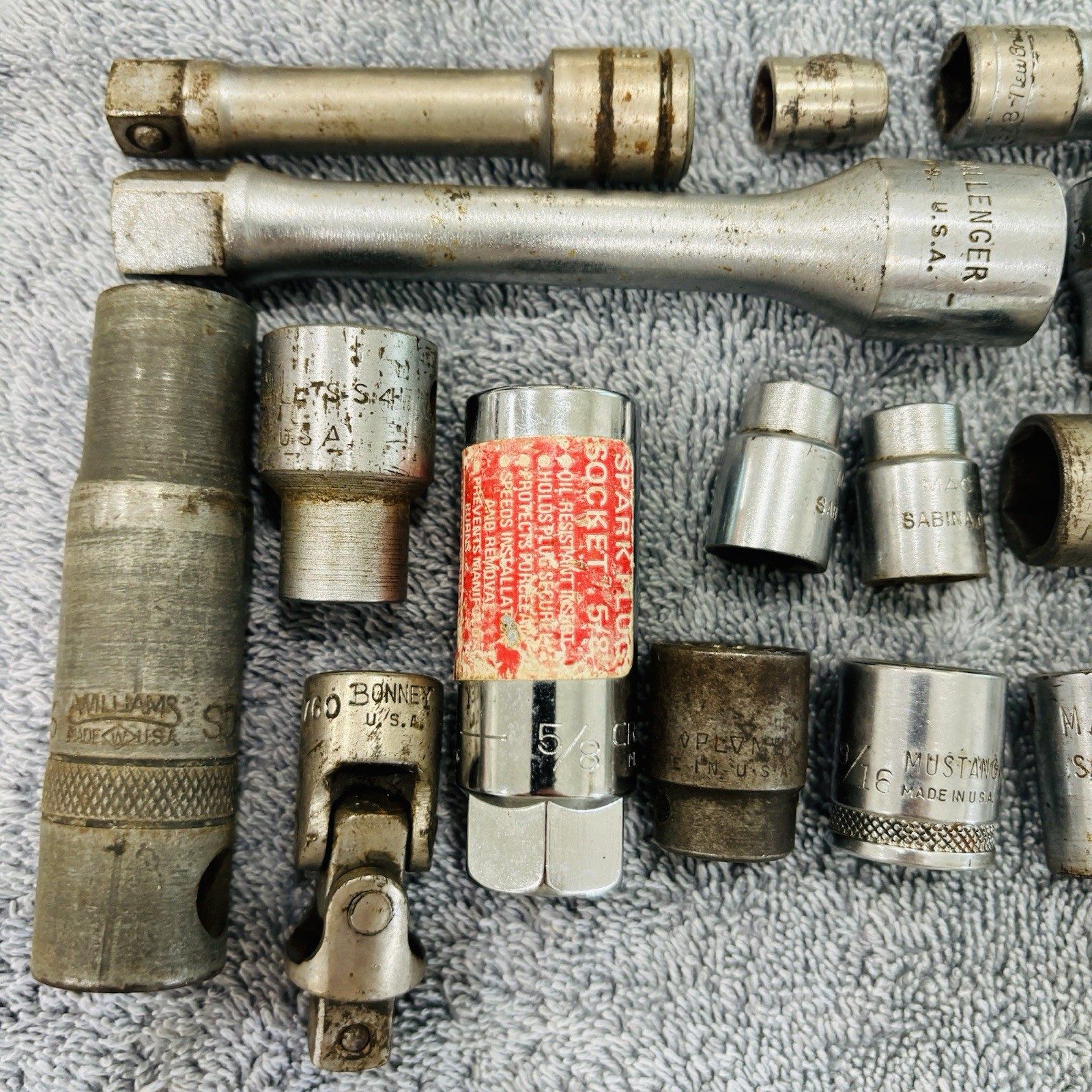 Lot of 50 Misc Sockets Tools All Vintage Made in USA Husky Fleet Mac Snap-On Etc